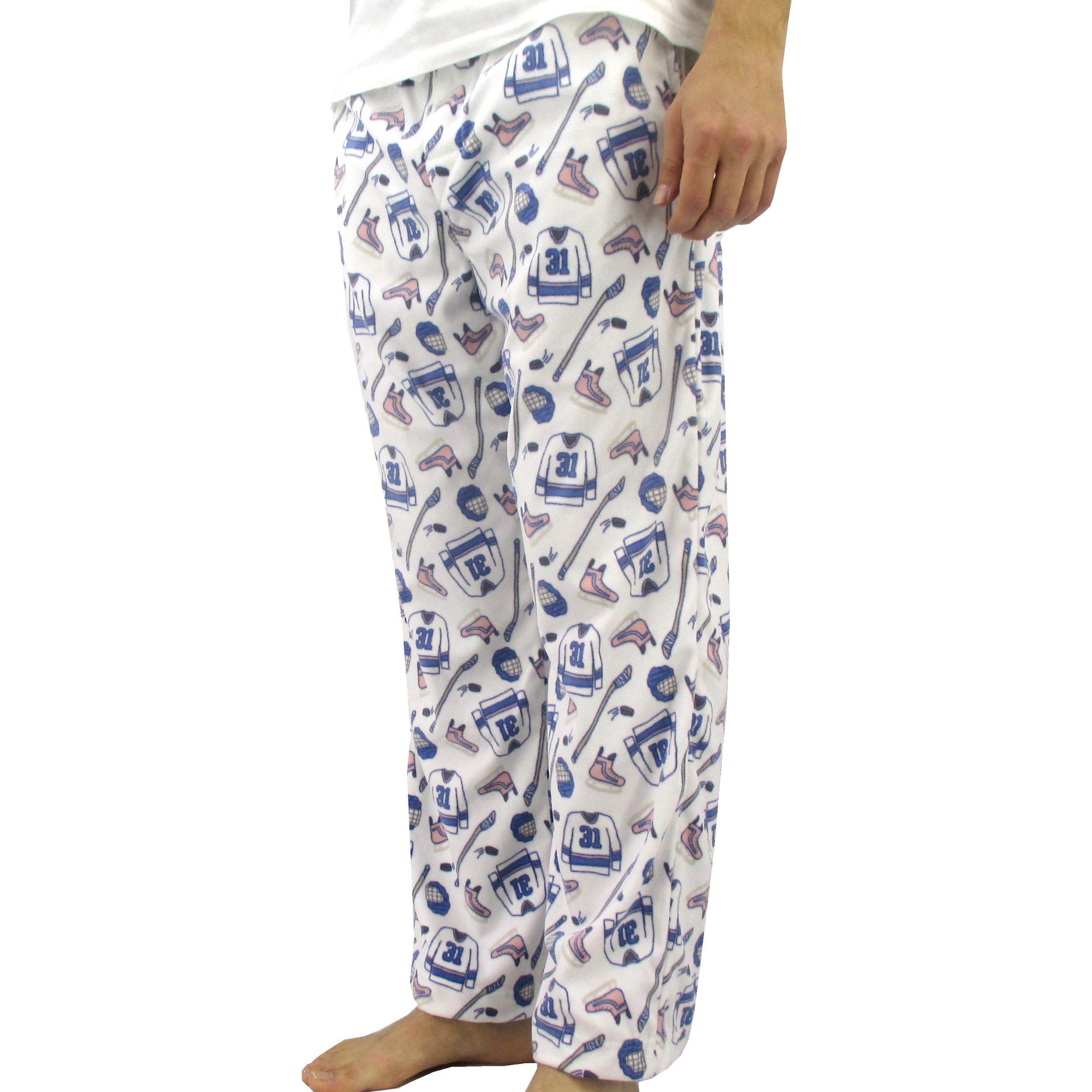 Men's Sports Inspired Ice Hockey All Over Print Fleece Pajama Bottoms