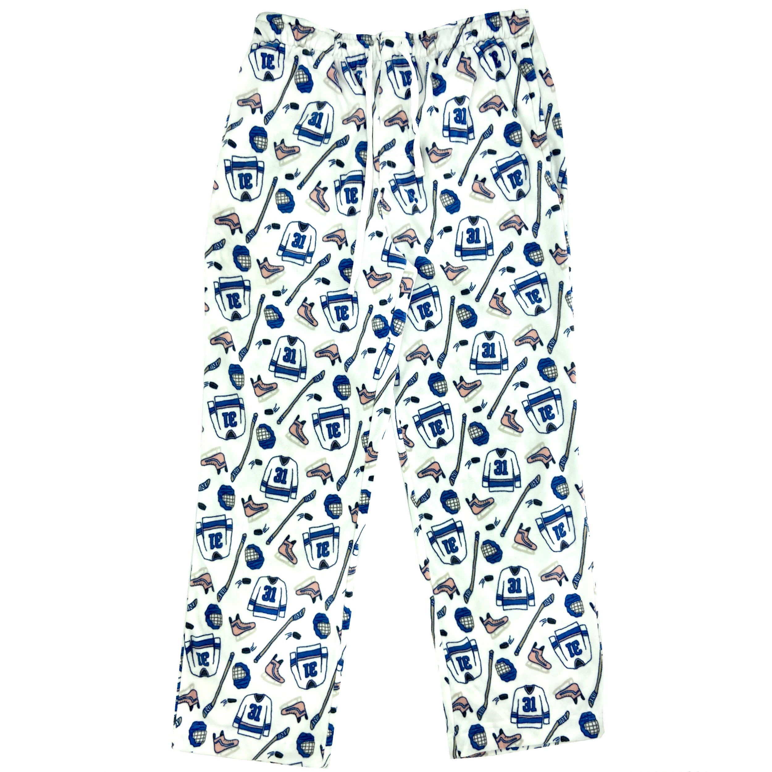 Men's Sports Inspired Ice Hockey All Over Print Fleece Pajama Bottoms