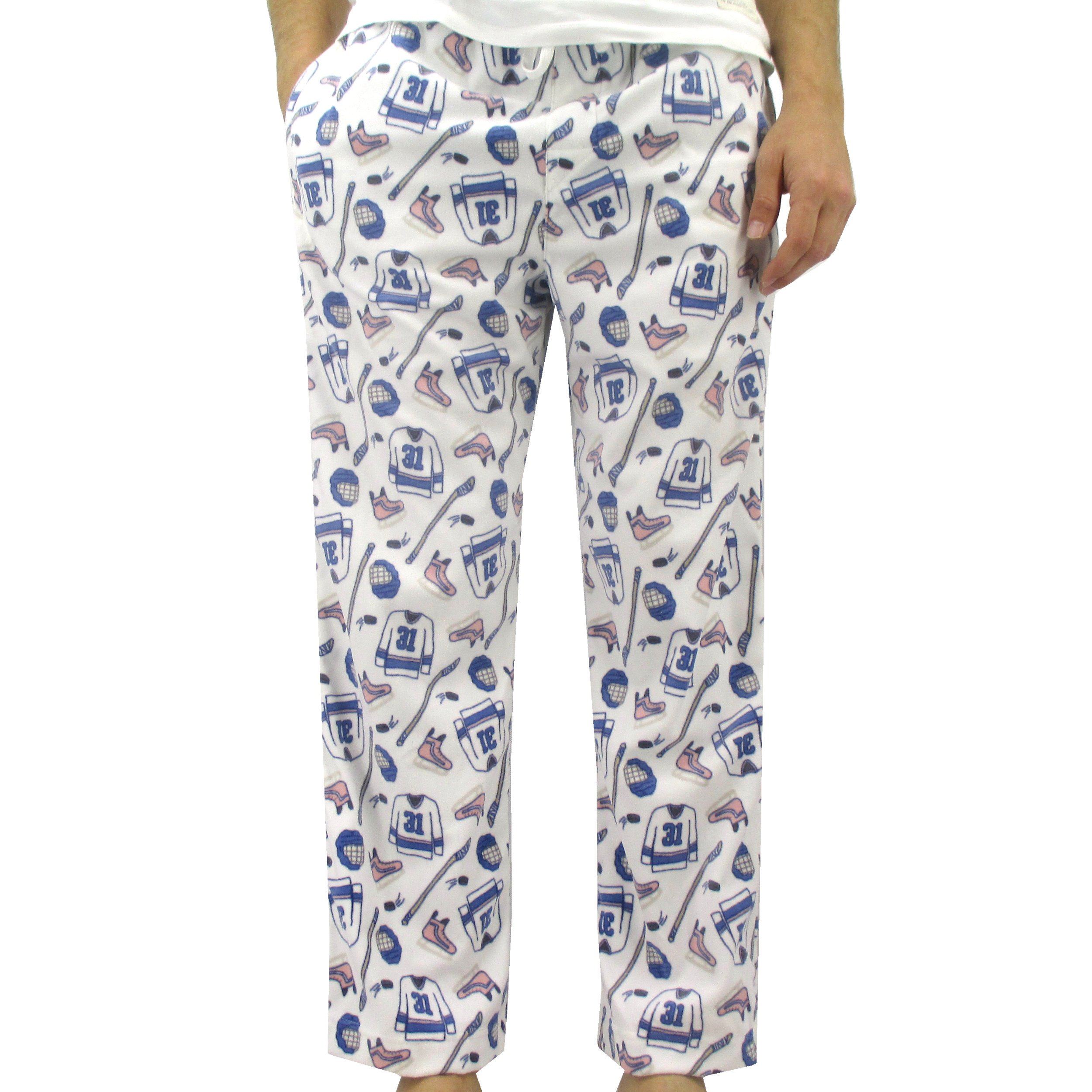 Men's Sports Inspired Ice Hockey All Over Print Fleece Pajama Bottoms