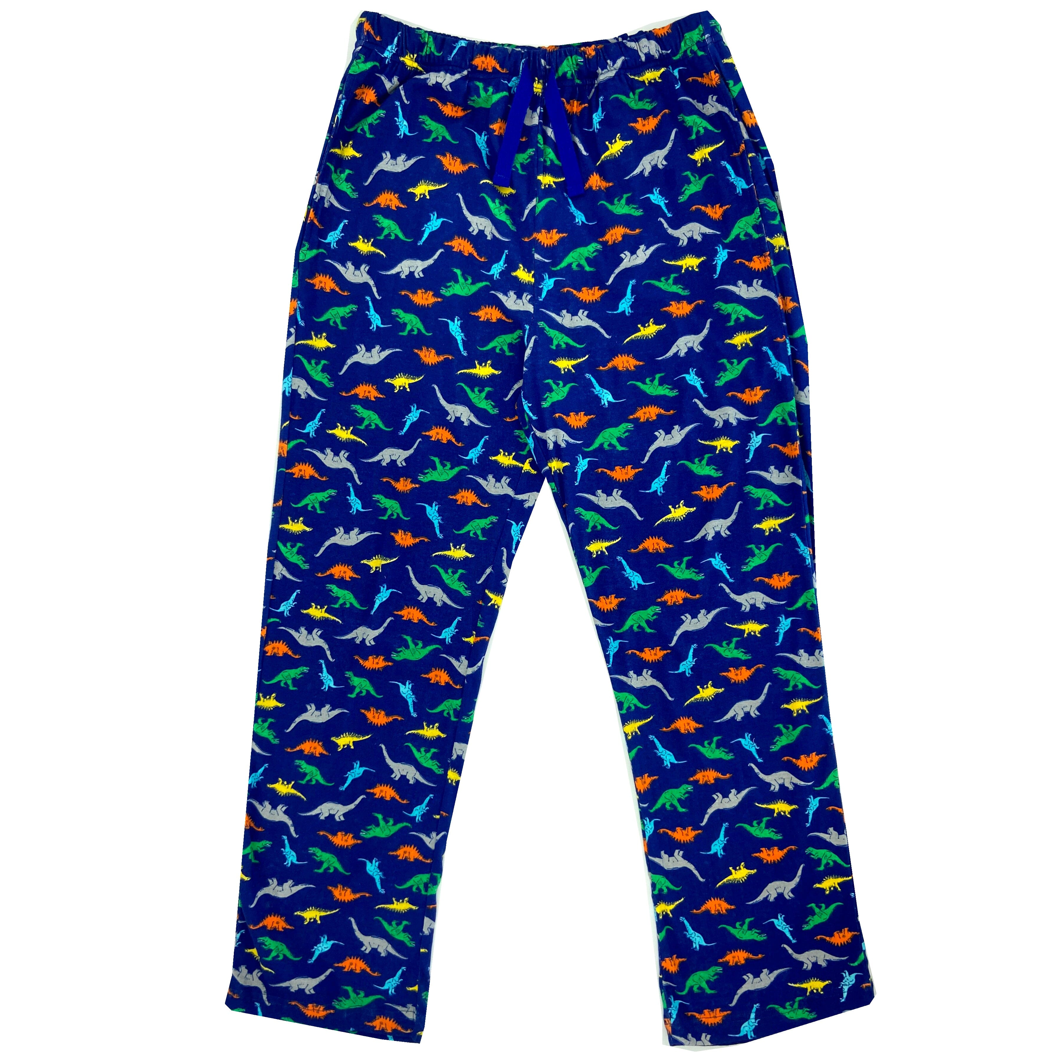Adult Men's Dinosaur All Over Print Cotton Knit Long Pyjama Bottoms