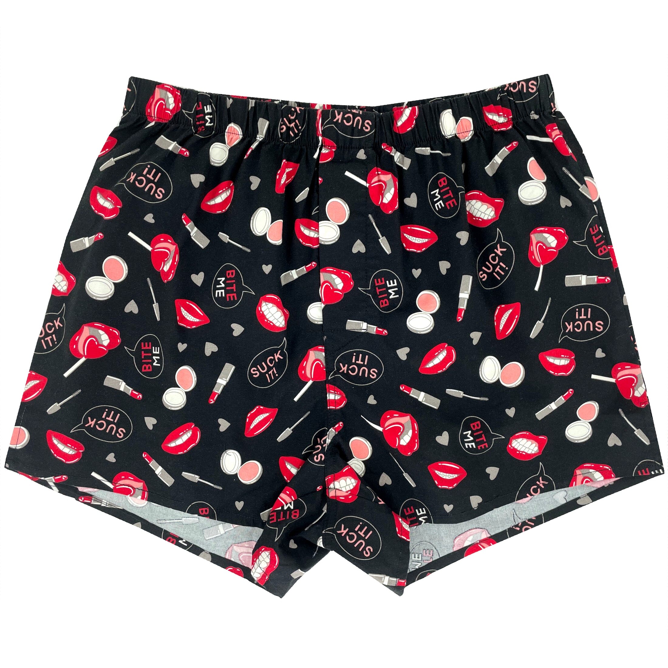 Men's Sexy & Suggestive Bright Red Lips Patterned Cotton Boxer Shorts