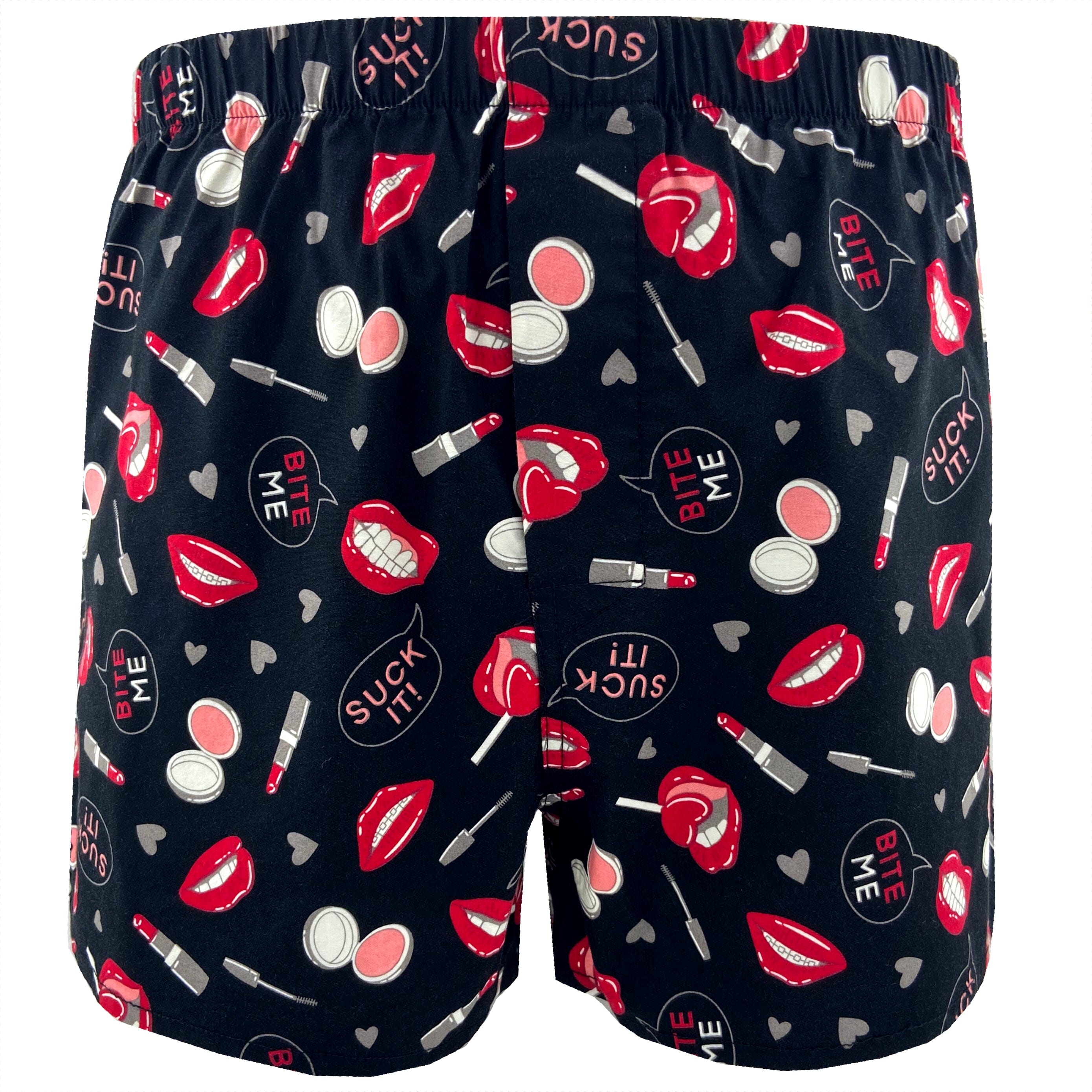 Men's Sexy & Suggestive Bright Red Lips Patterned Cotton Boxer Shorts