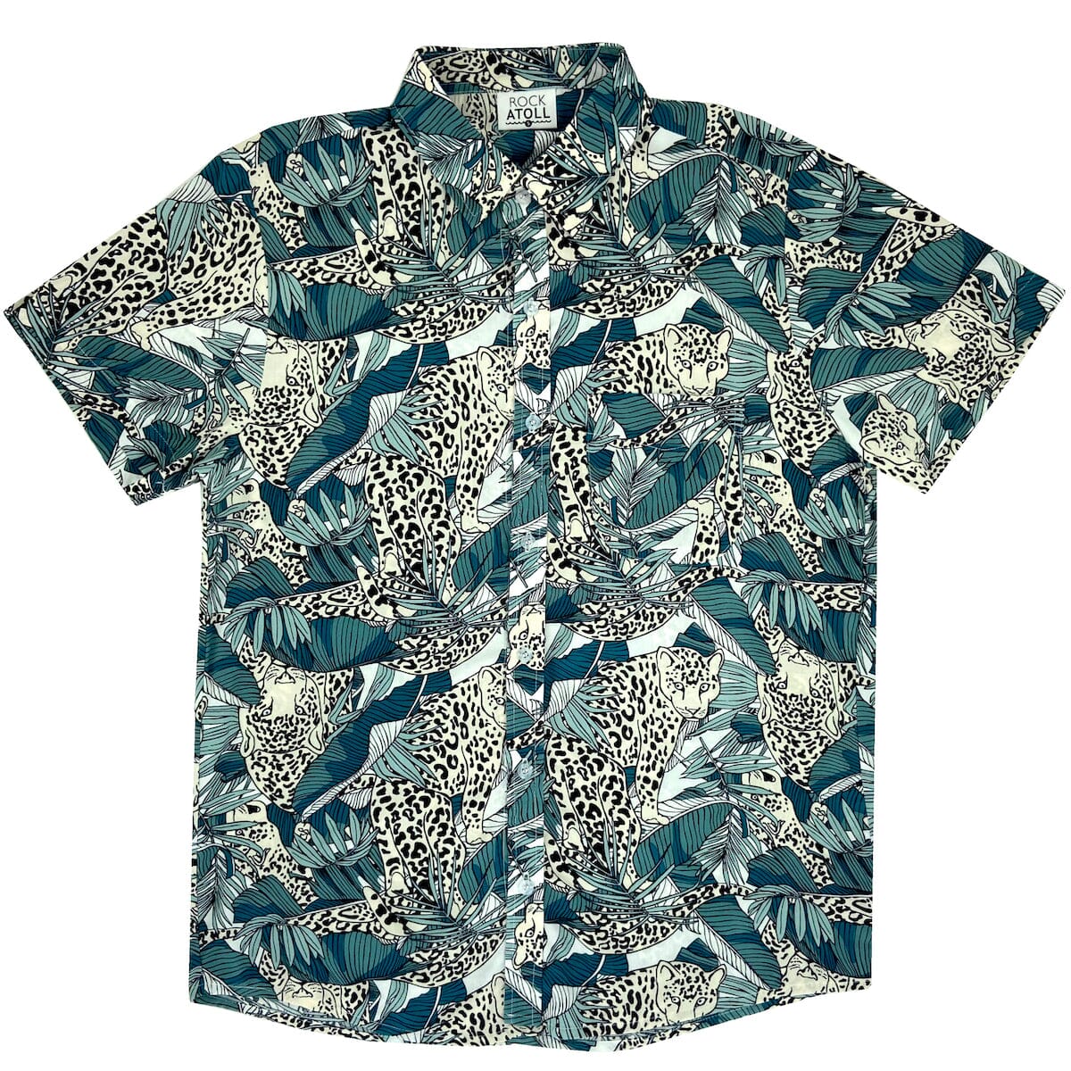 Men's Leopard All Over Print Soft Lightweight Button Down Aloha Shirt