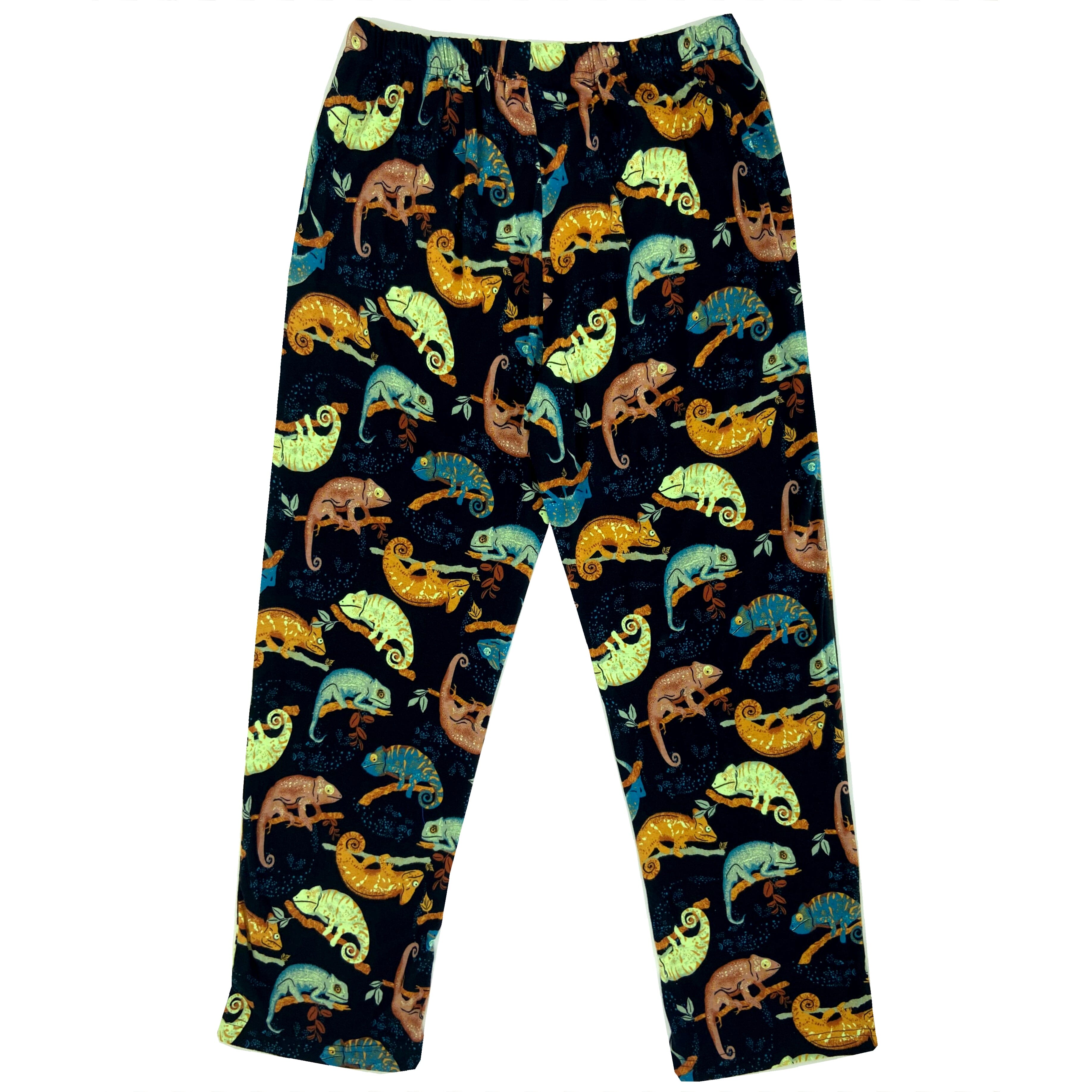 Men's Animal Themed Iguana Chameleon Patterned Cotton Pajama Pants