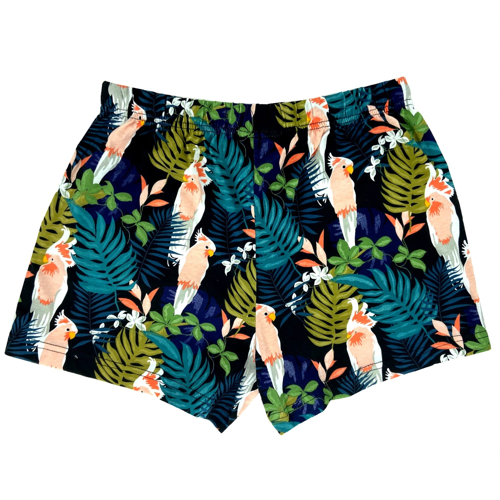 Women's Cockatiel Tropical Leaves Bird Print Jersey Knit Pyjama Shorts