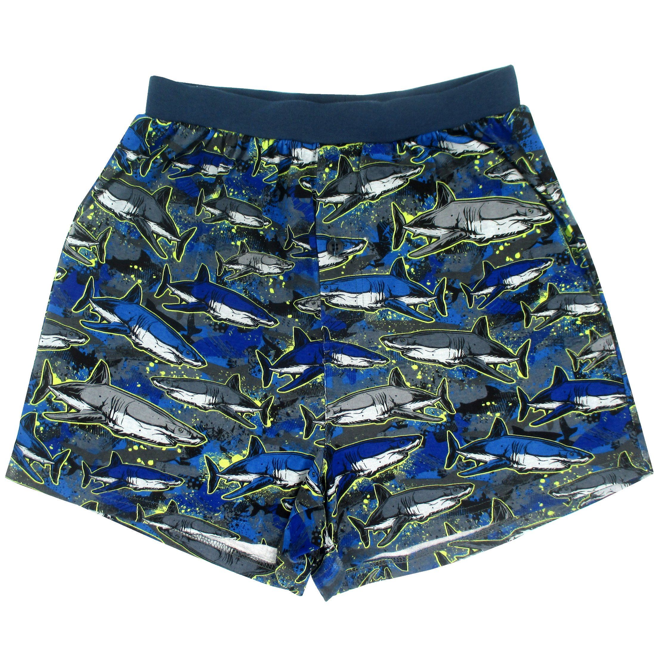 Work At Home Attire. Boxer Shorts Pajama Pants Loungewear with Shark Pattern