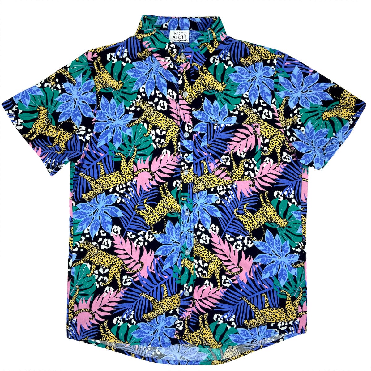 Men's Colorful Cheetah Patterned Soft Lightweight Button Down Shirt