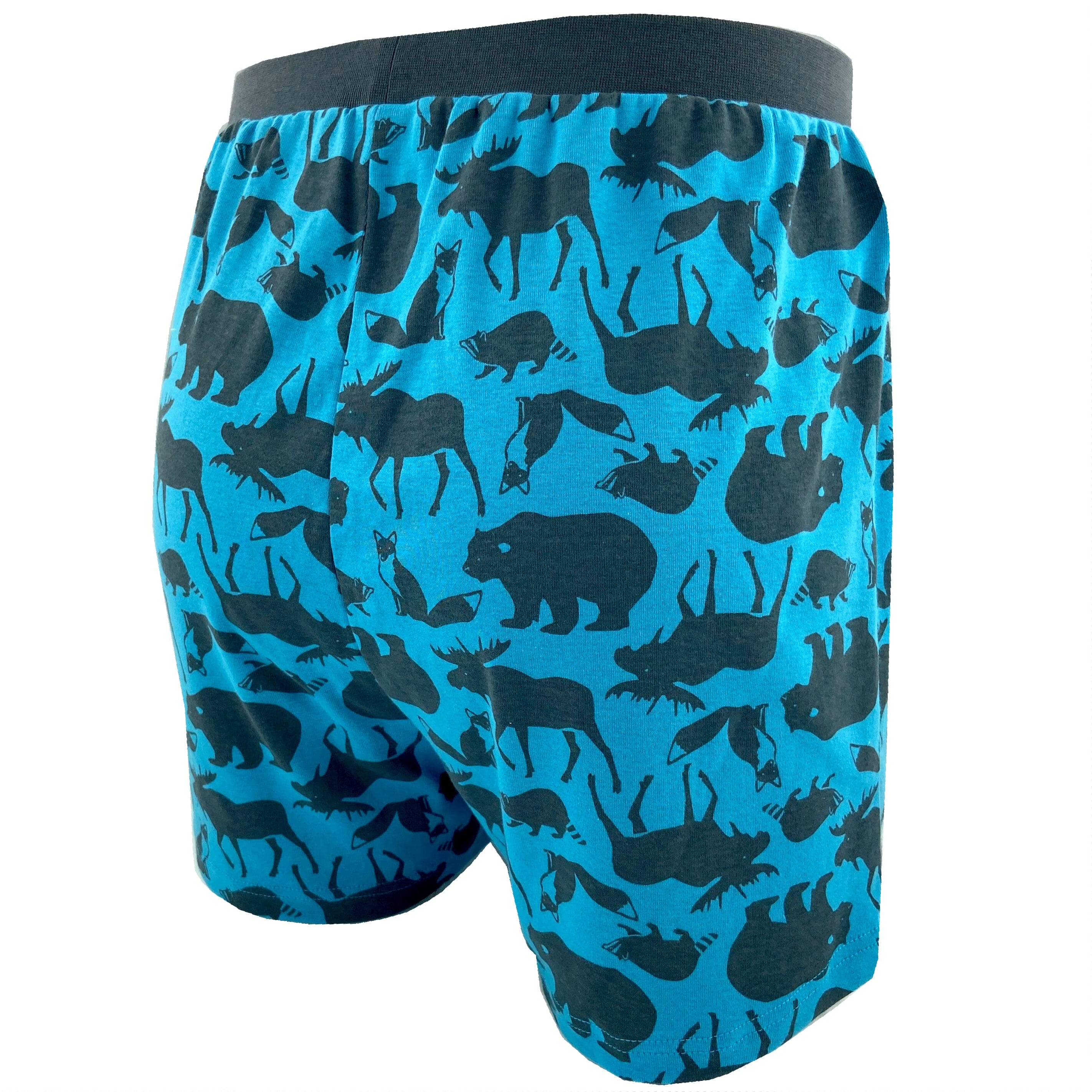 Men's Woodland Creatures Moose Patterned Soft Knit Boxer Pajama Shorts