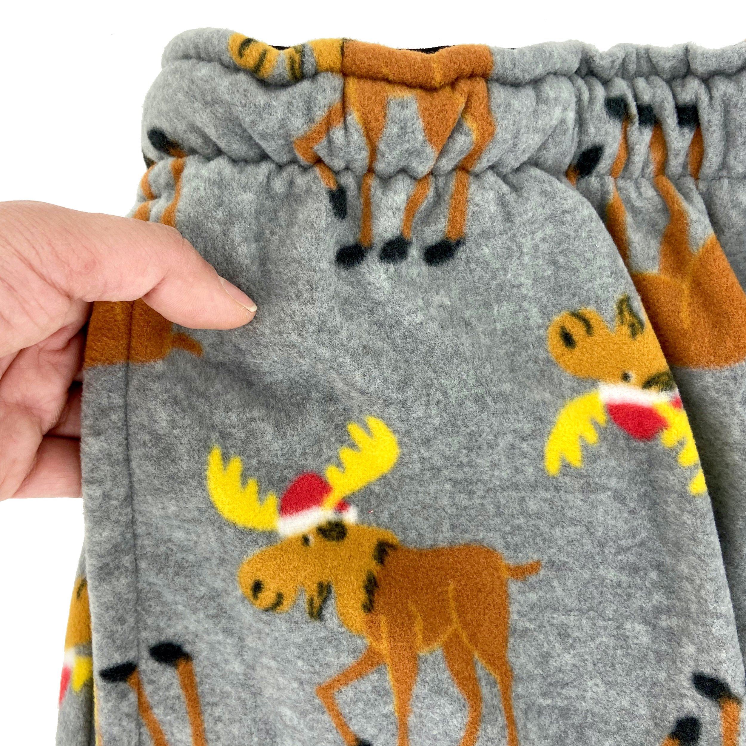 Fun Festive Fleece Pajama Pants for Outdoorsy Men. Moose All Over Print Sleep Bottoms