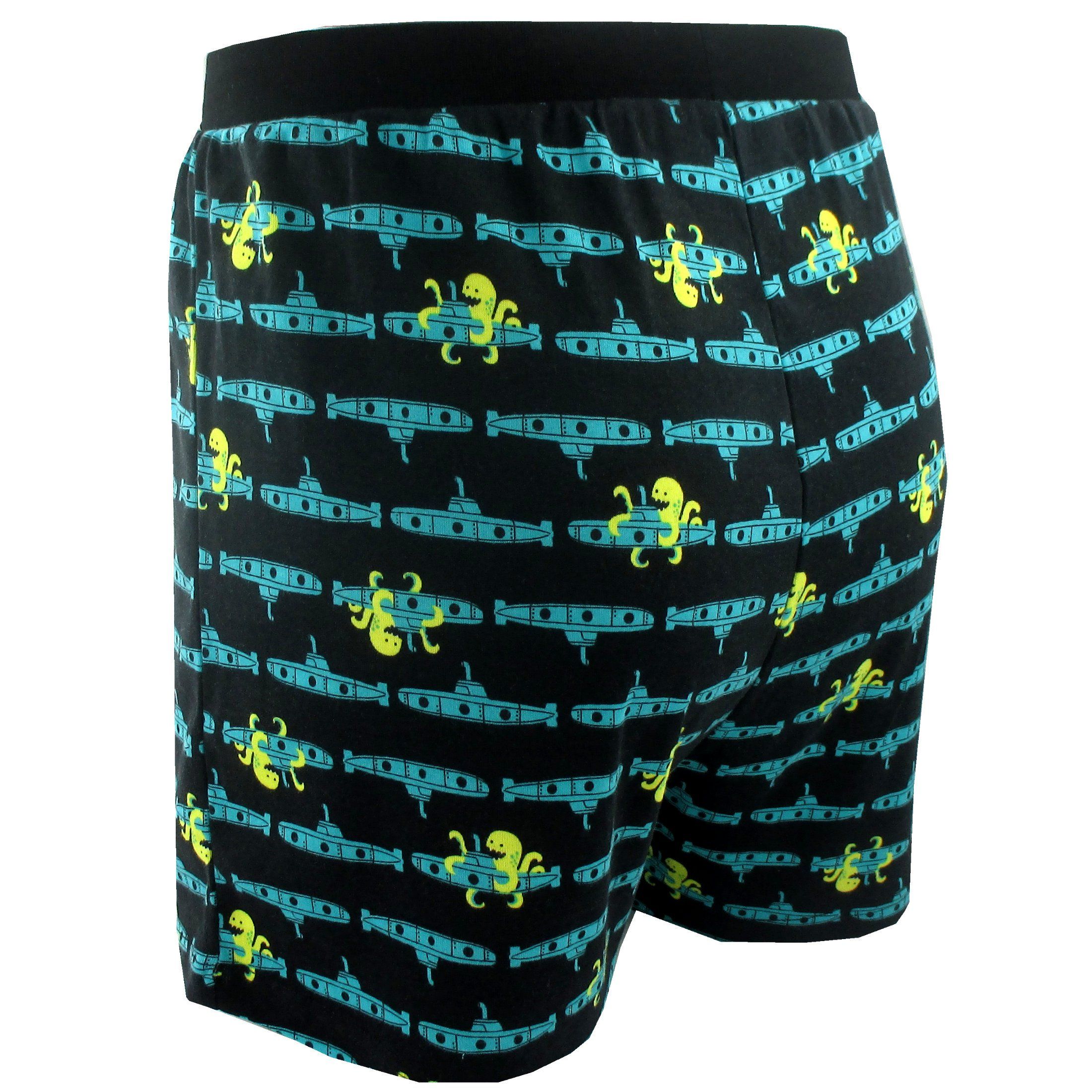 Men's Kraken Octopus Sea Monsters and Submarine Patterned Boxer Shorts