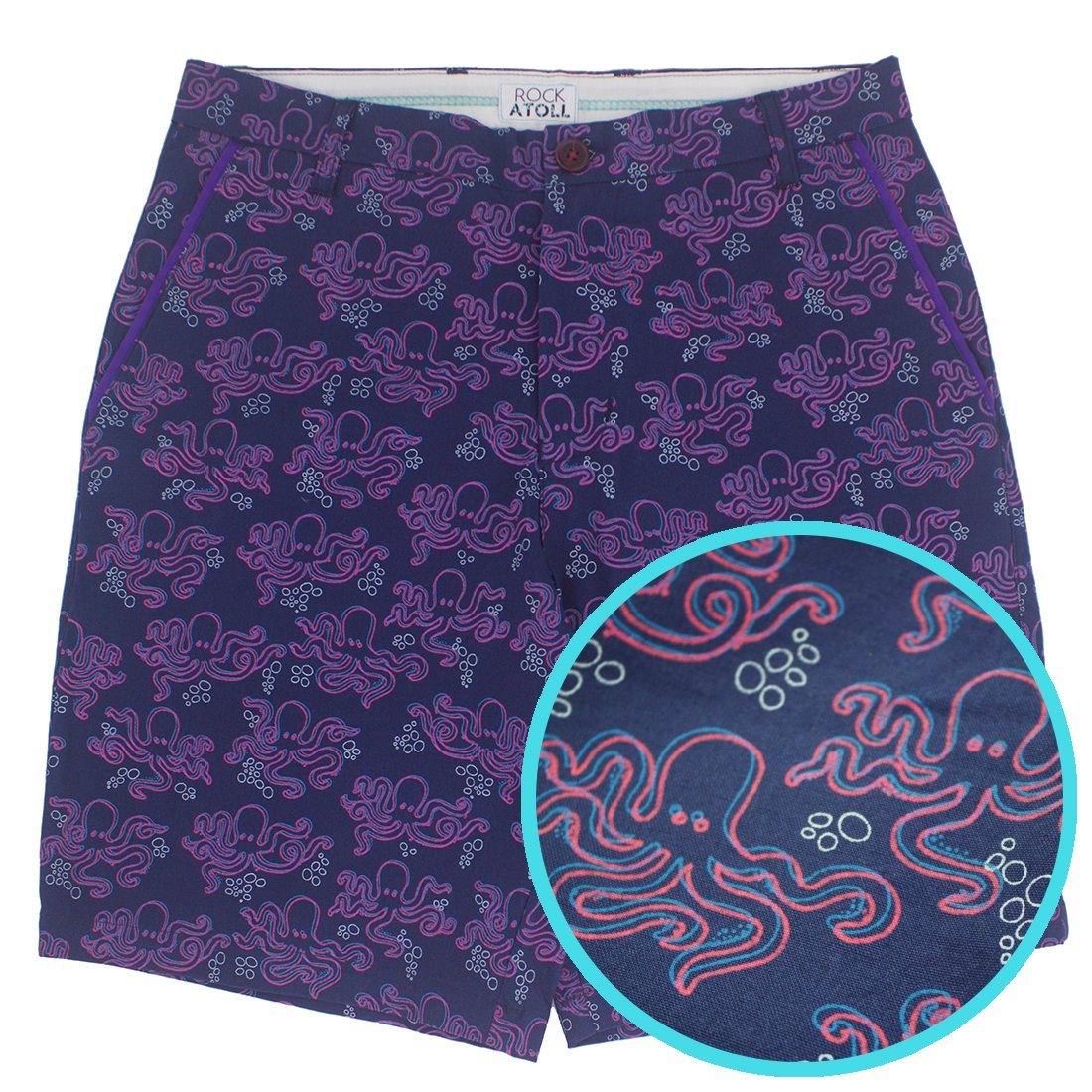 Octopus All Over Print Bermuda Shorts for Men in Navy Blue