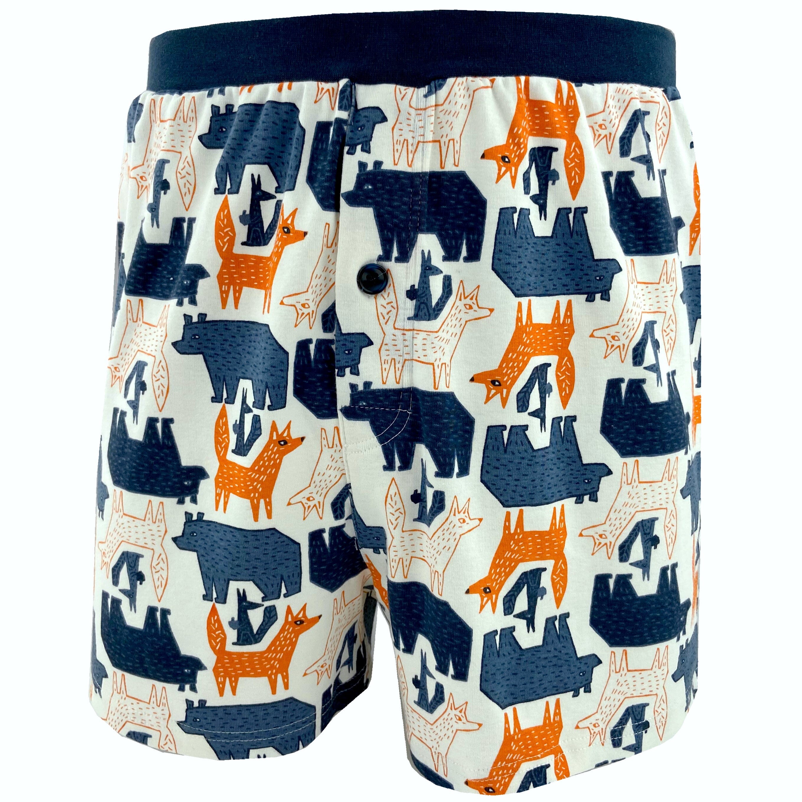 Men's Foxes and Bears All Over Print Cotton Knit Boxer Pajama Shorts