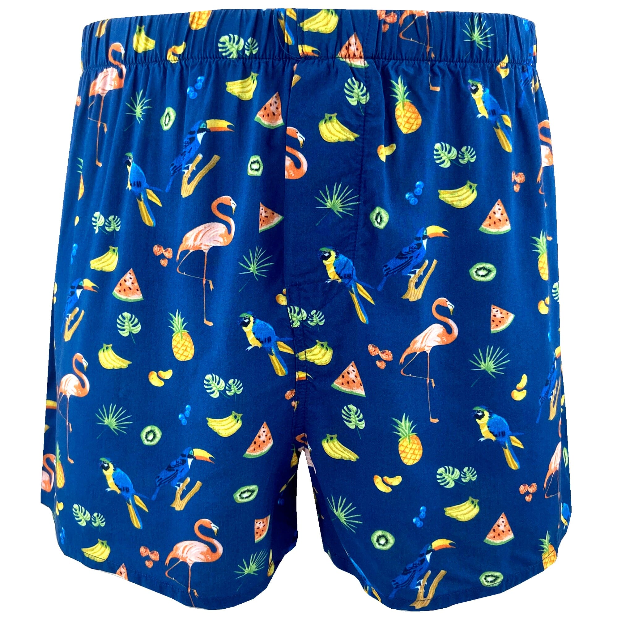 Men's Tropical Fruit Bird Flamingo Parrot Pineapple Print Boxer Shorts