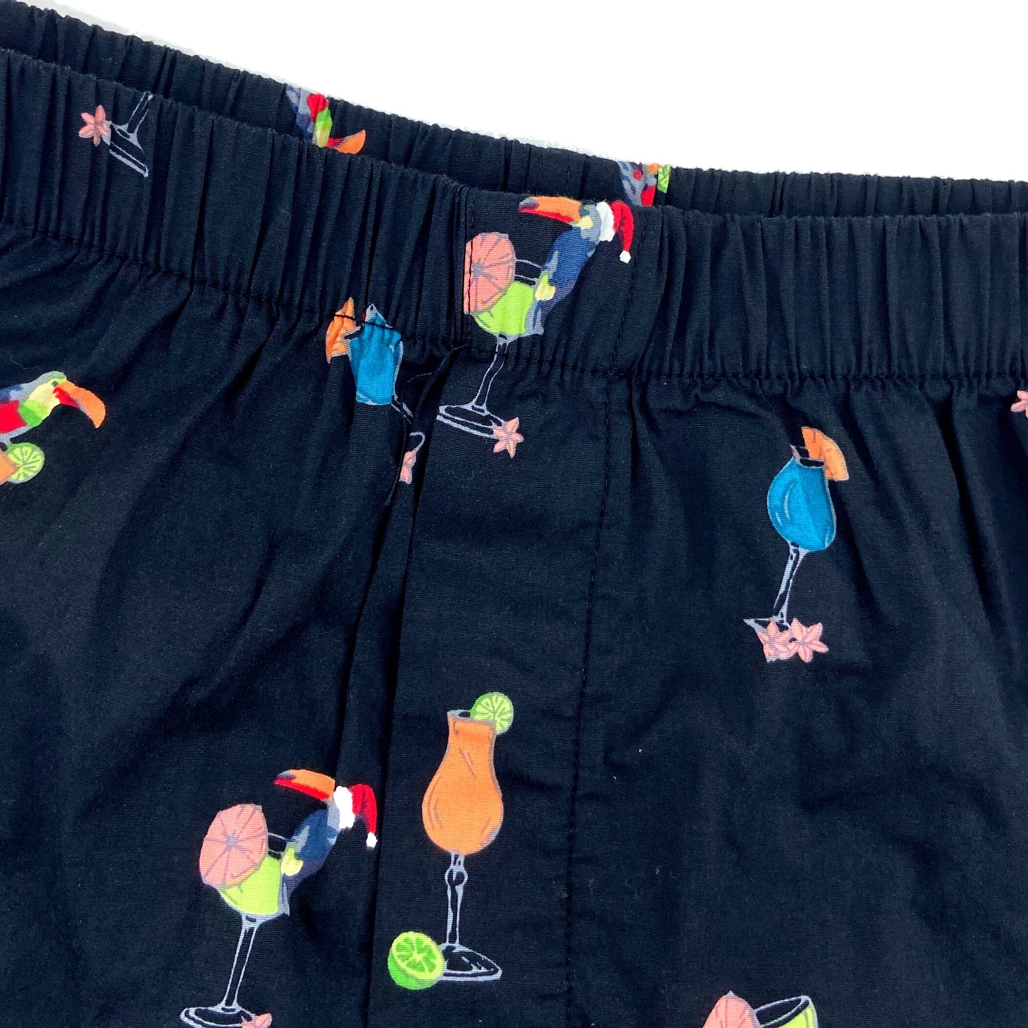 Men's Cocktail Drinks Patterned Cotton Boxer Shorts Underwear in Black