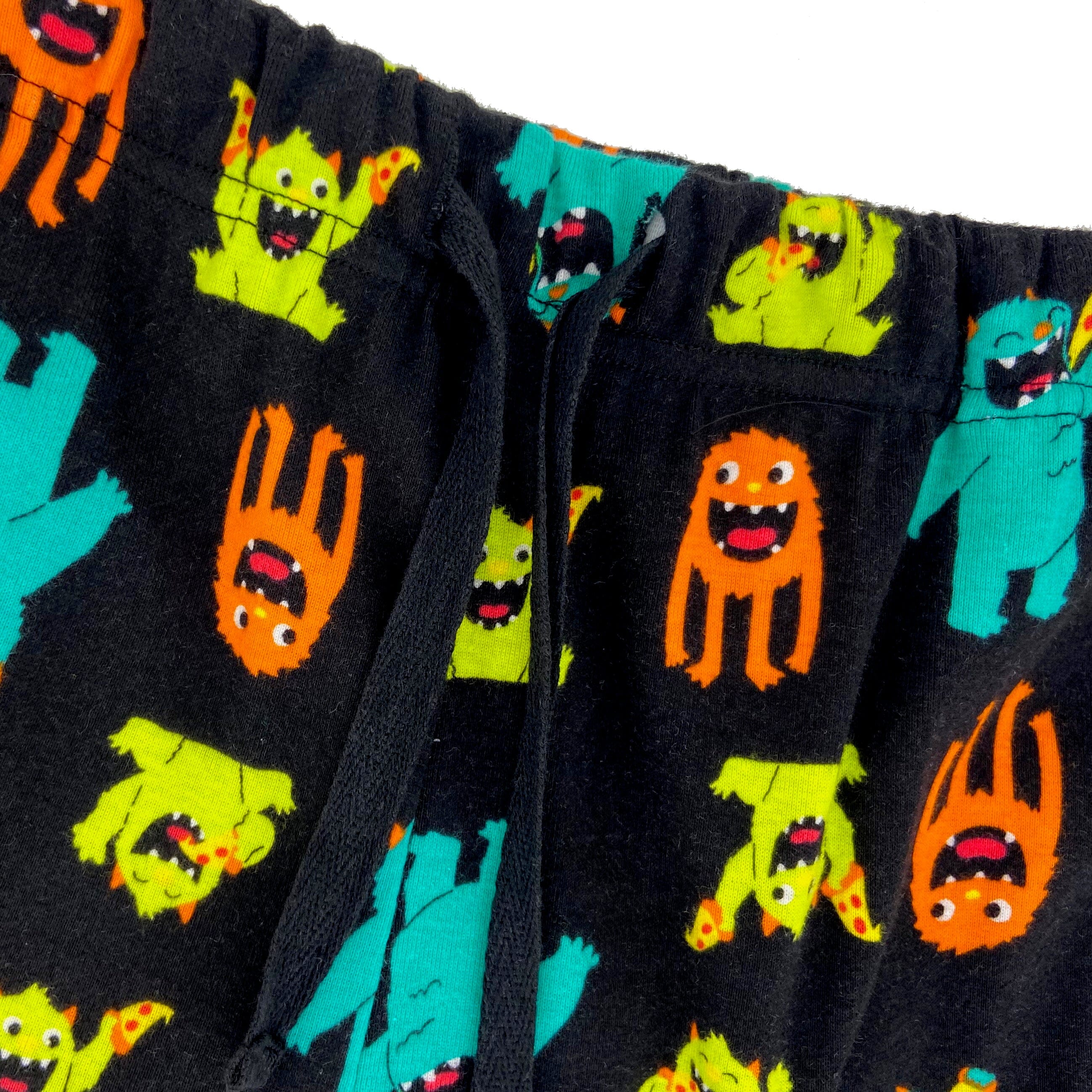 Men's Pizza Monster Print Food Themed Long Cotton Pajama Pant Bottoms