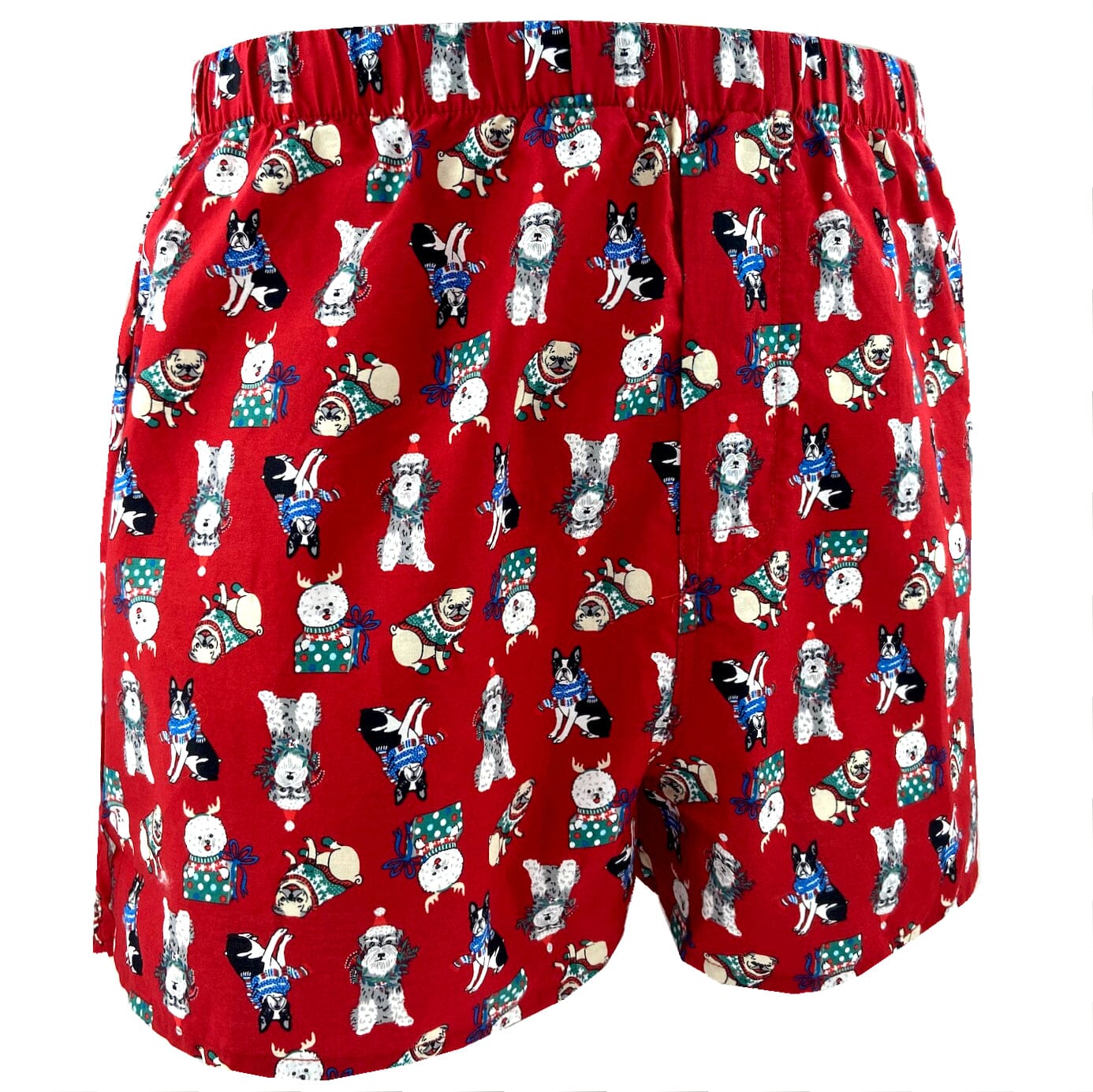 Fun Festive Christmas Puppy Dog Patterned Cotton Boxer Shorts for Men