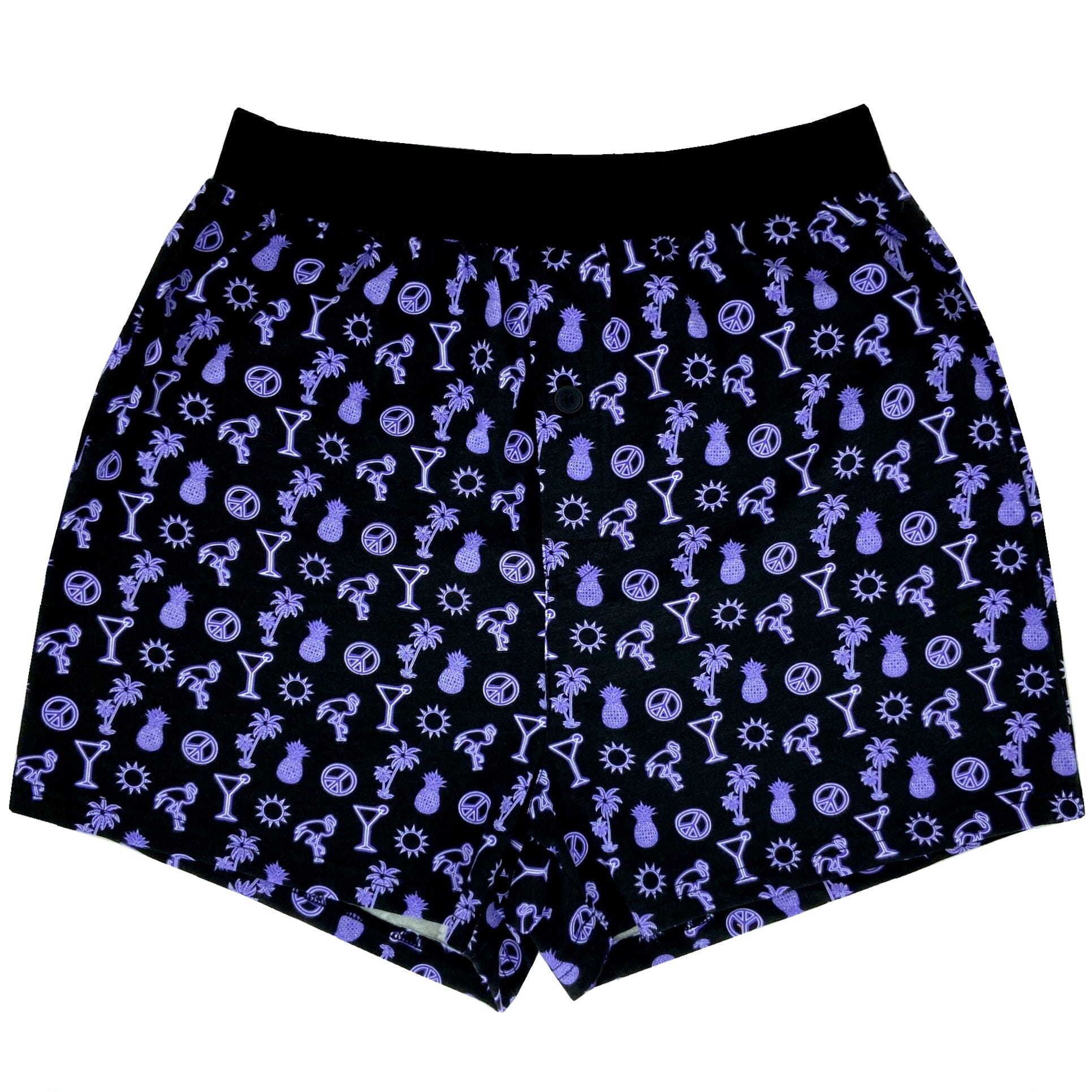 Men's Pineapple Flamingo All-Over Print Cotton Knit Pajama Shorts