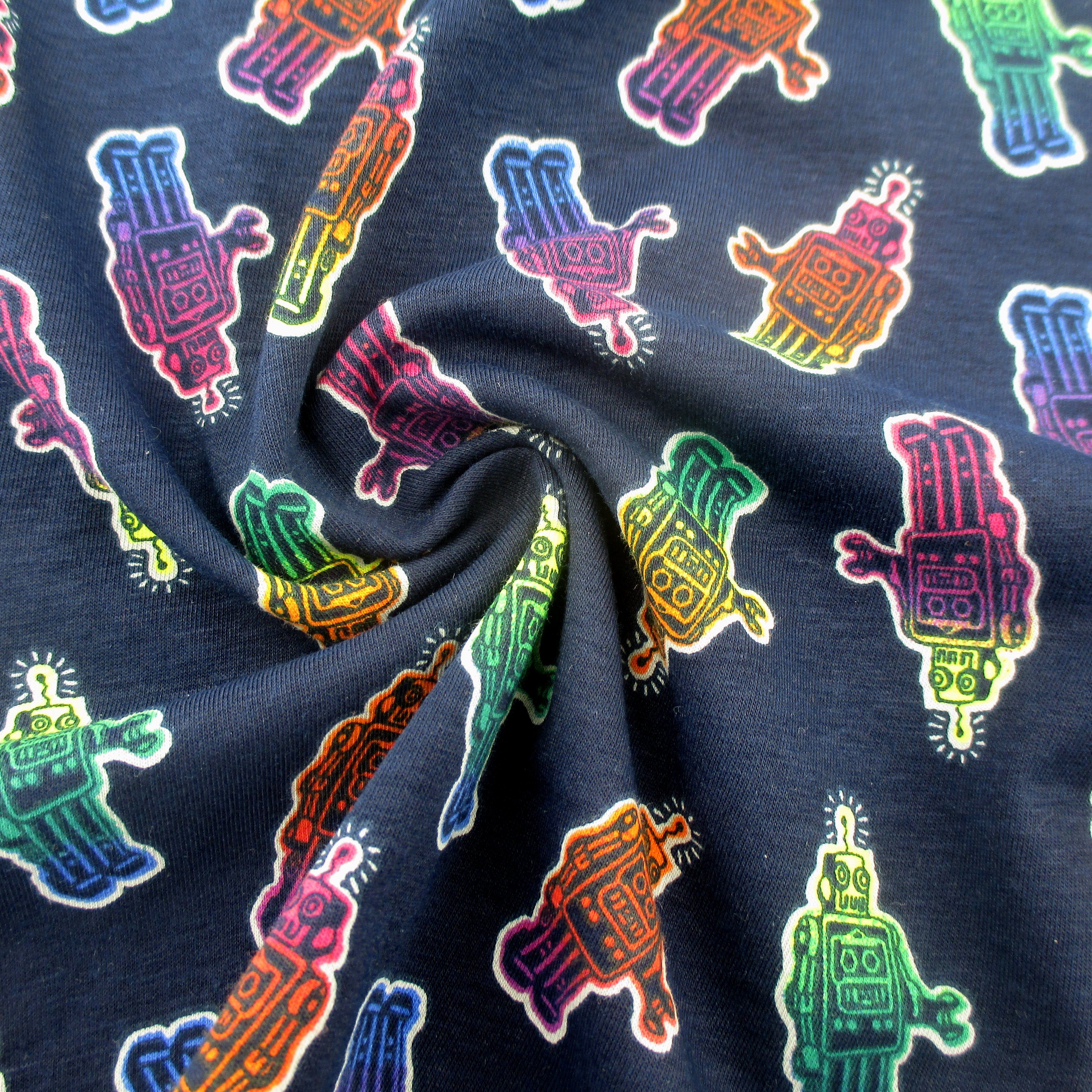 Rainbow Colored Retro Robot Gummies Patterned Short-Sleeve Men's Cotton T-Shirt Top