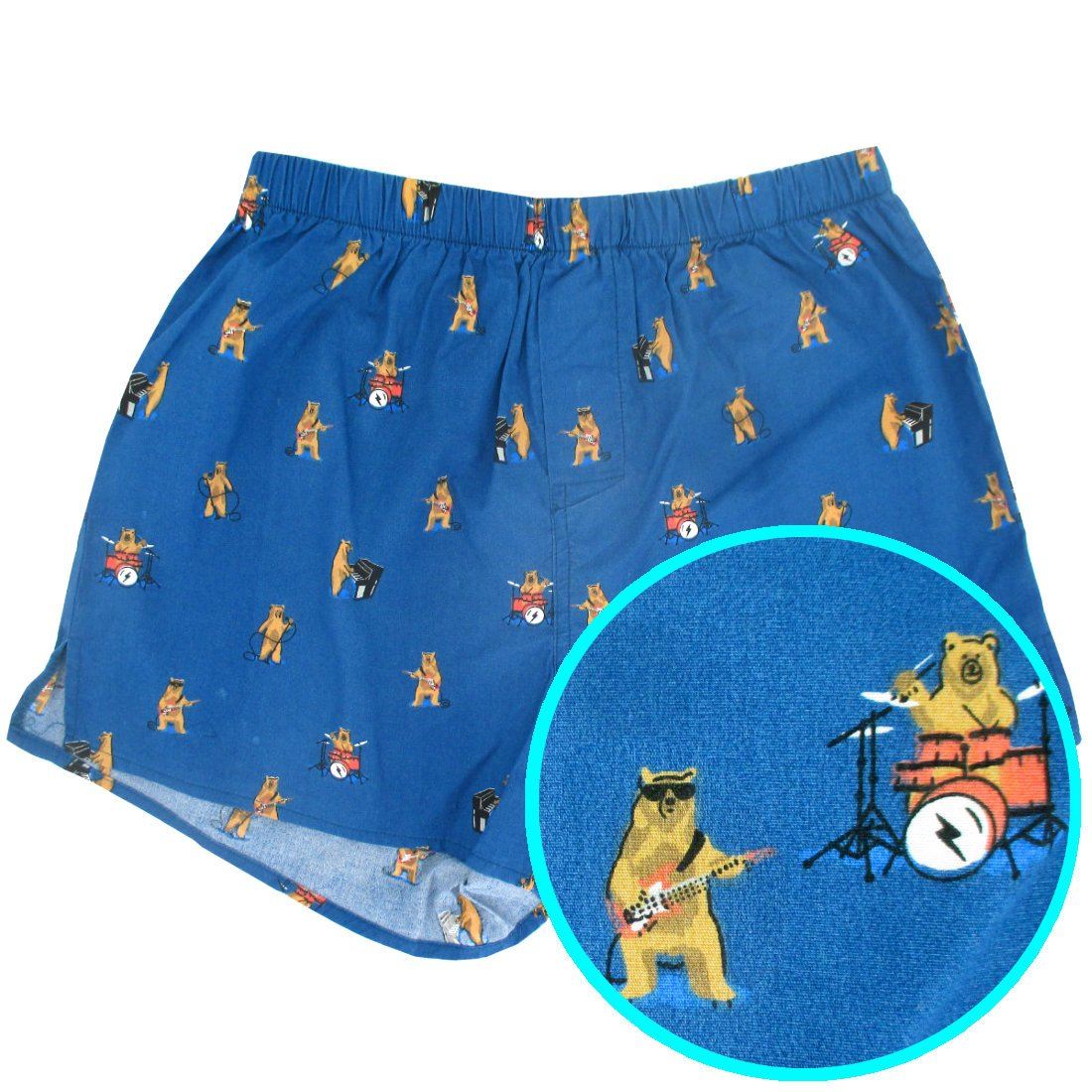 Musical Bears Playing Instruments All Over Print Cotton Boxer Shorts for Men