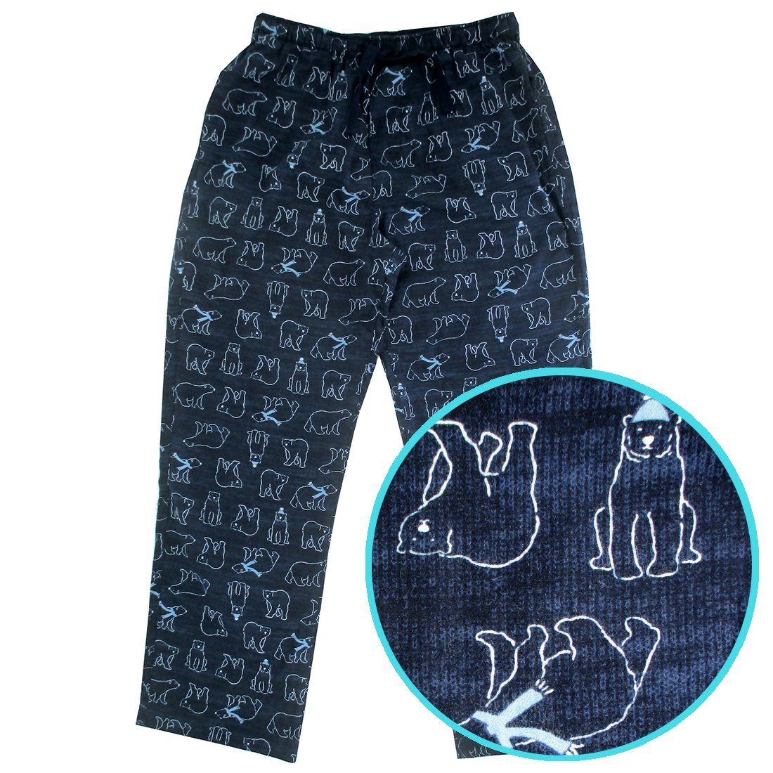 Rock Atoll Polar Bear Patterned Flannel Pants Long Pyjama Bottoms for Men