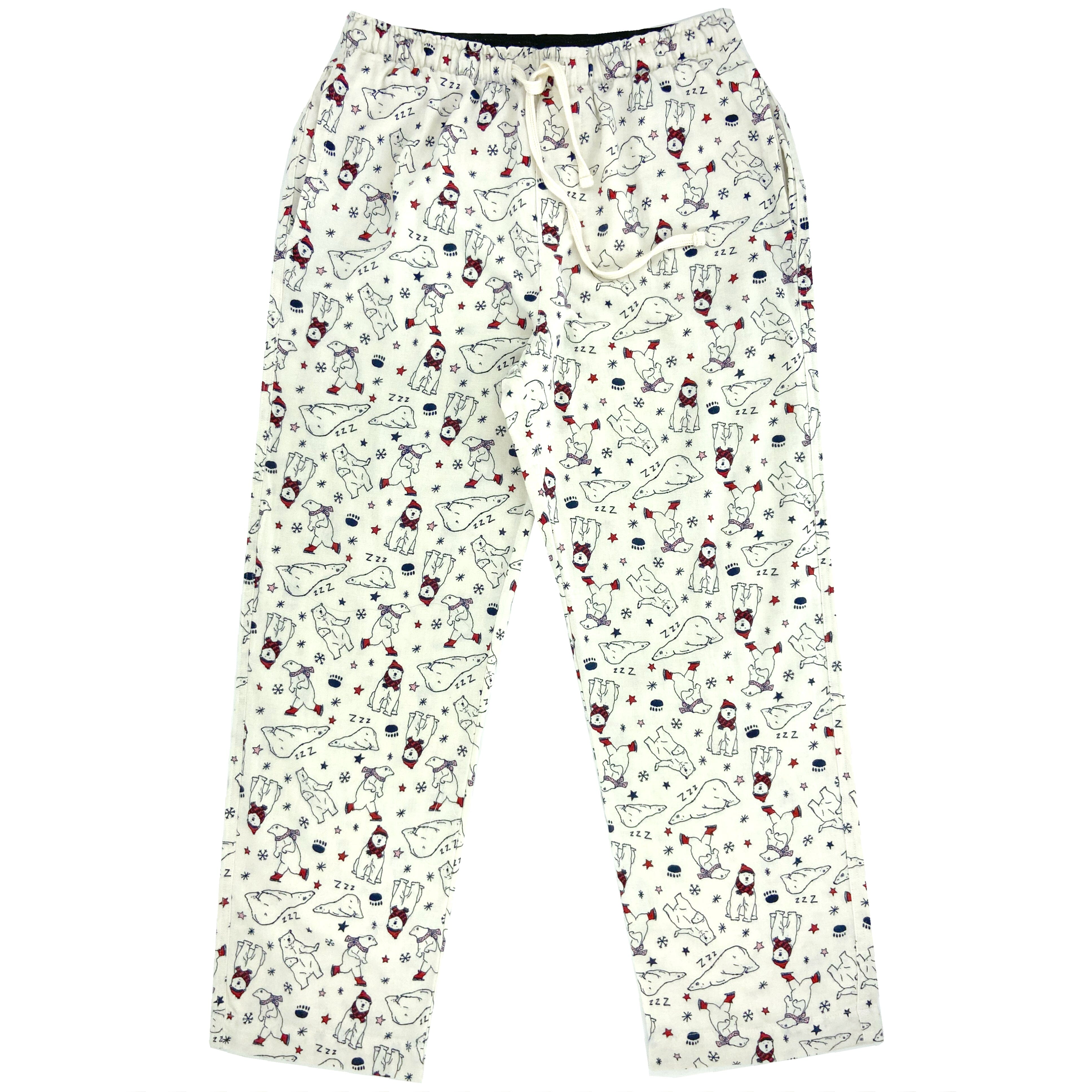 White Polar Bear Pajama Pants For Men. Men's Animal Print Lounge Pants