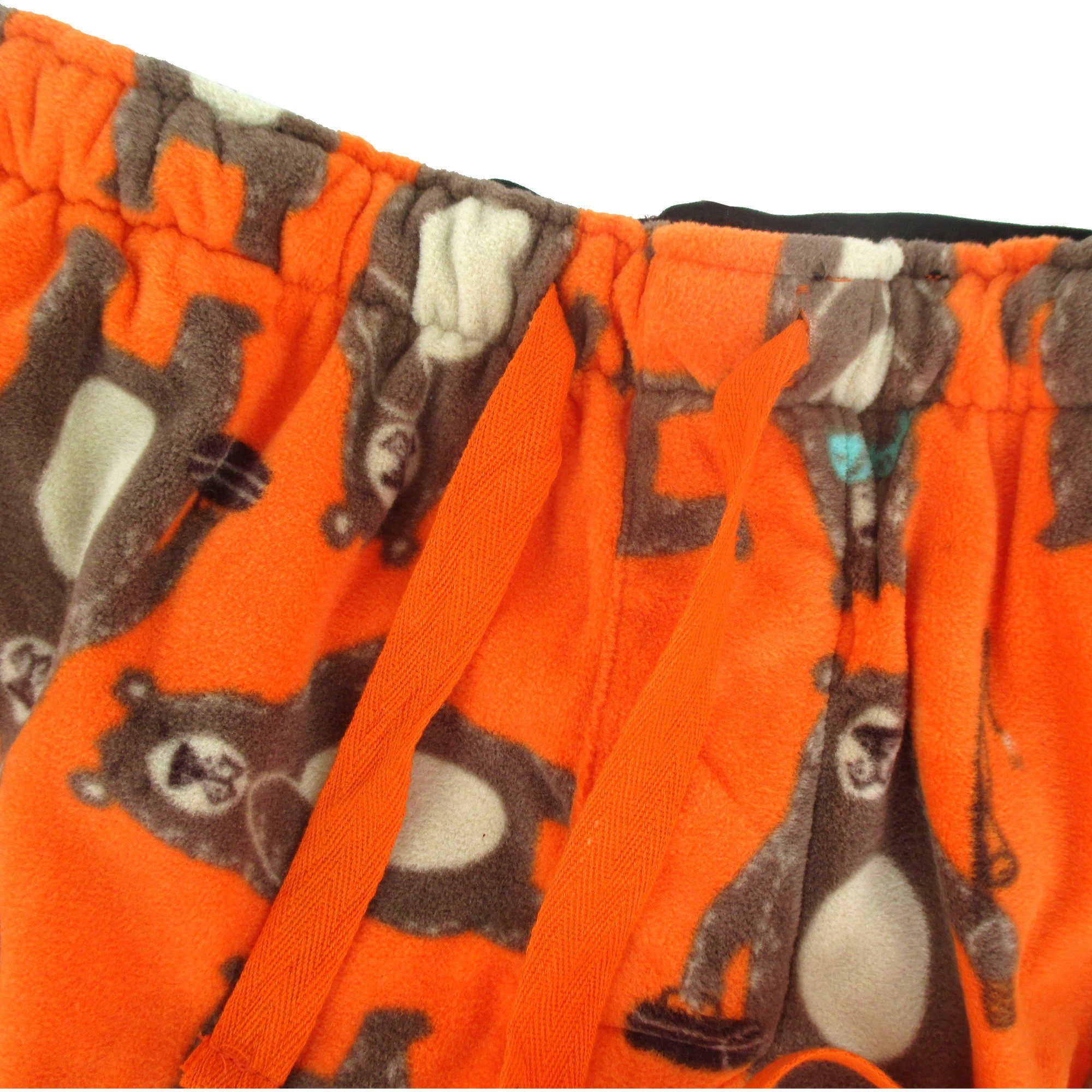 Men's Comfy Soft Warm Fleece Sleep Pants with Pockets in Bear Fishing Pattern