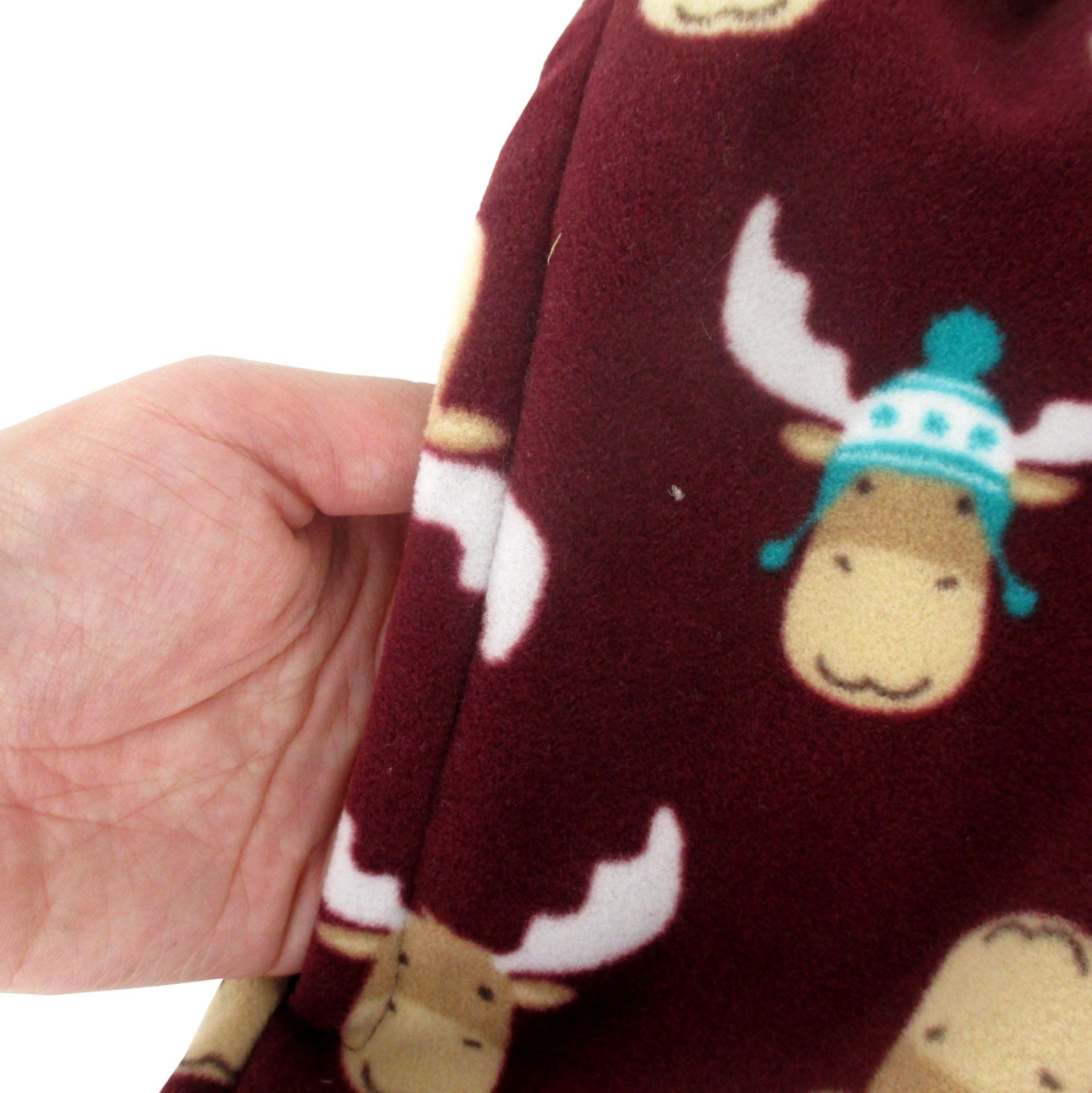 Maroon Red Reindeer Moose All Over Print Soft Fleece Pajama Pants for Men