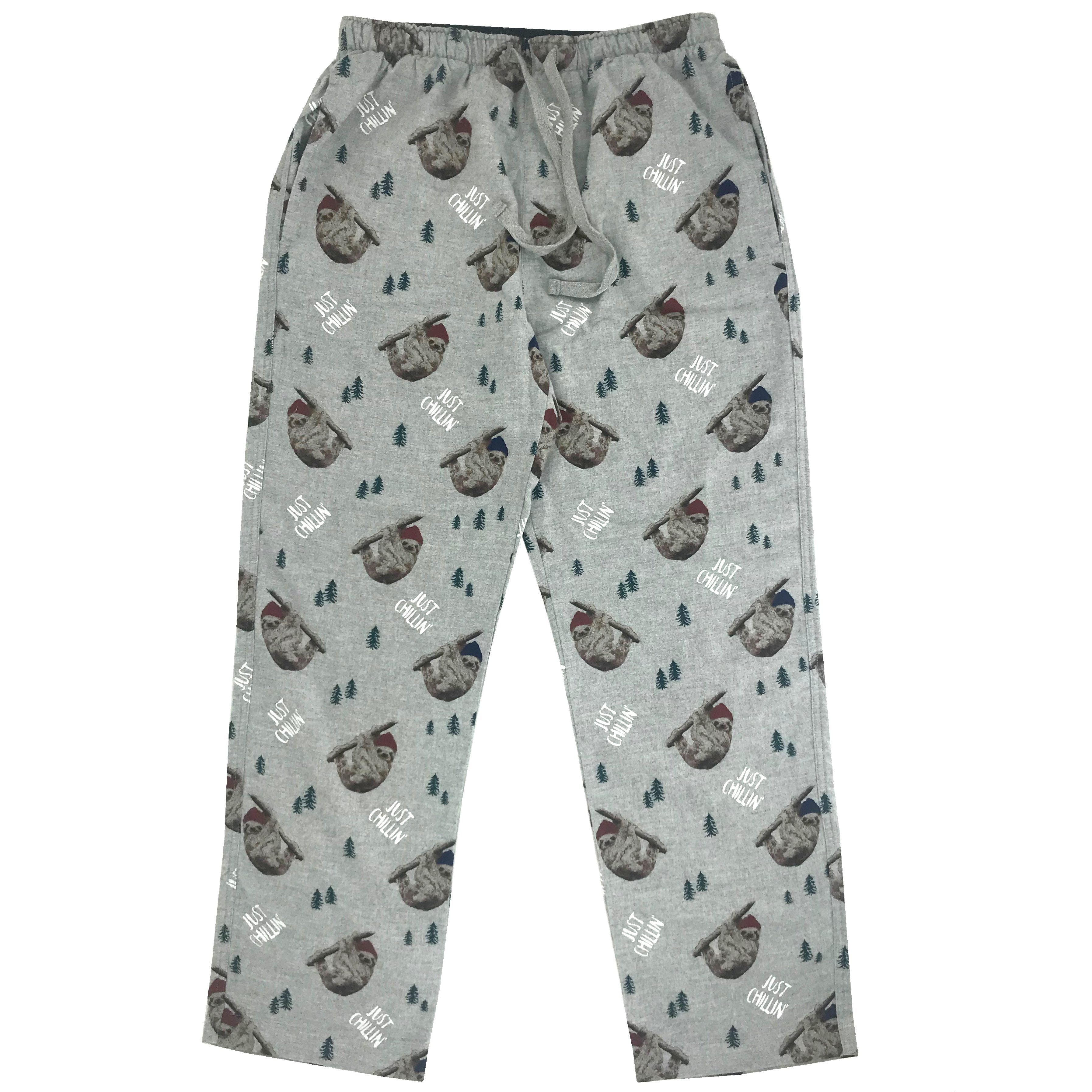 Super Soft Sloth Print Just Chillin Pattern Flannel Pajama Bottoms
