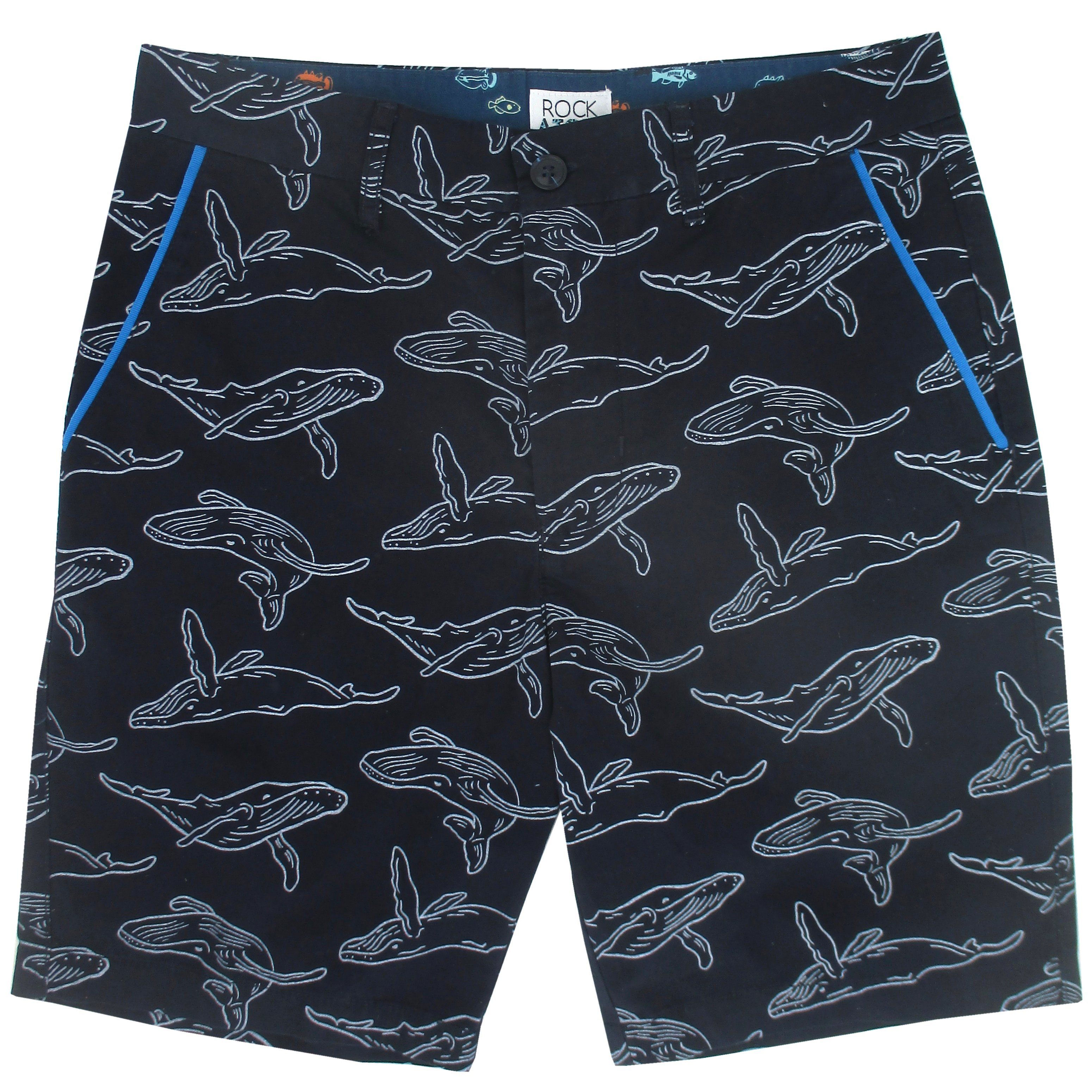 Rock Atoll Menswear Humpback Whale Patterned Bermuda Golf Shorts for Men