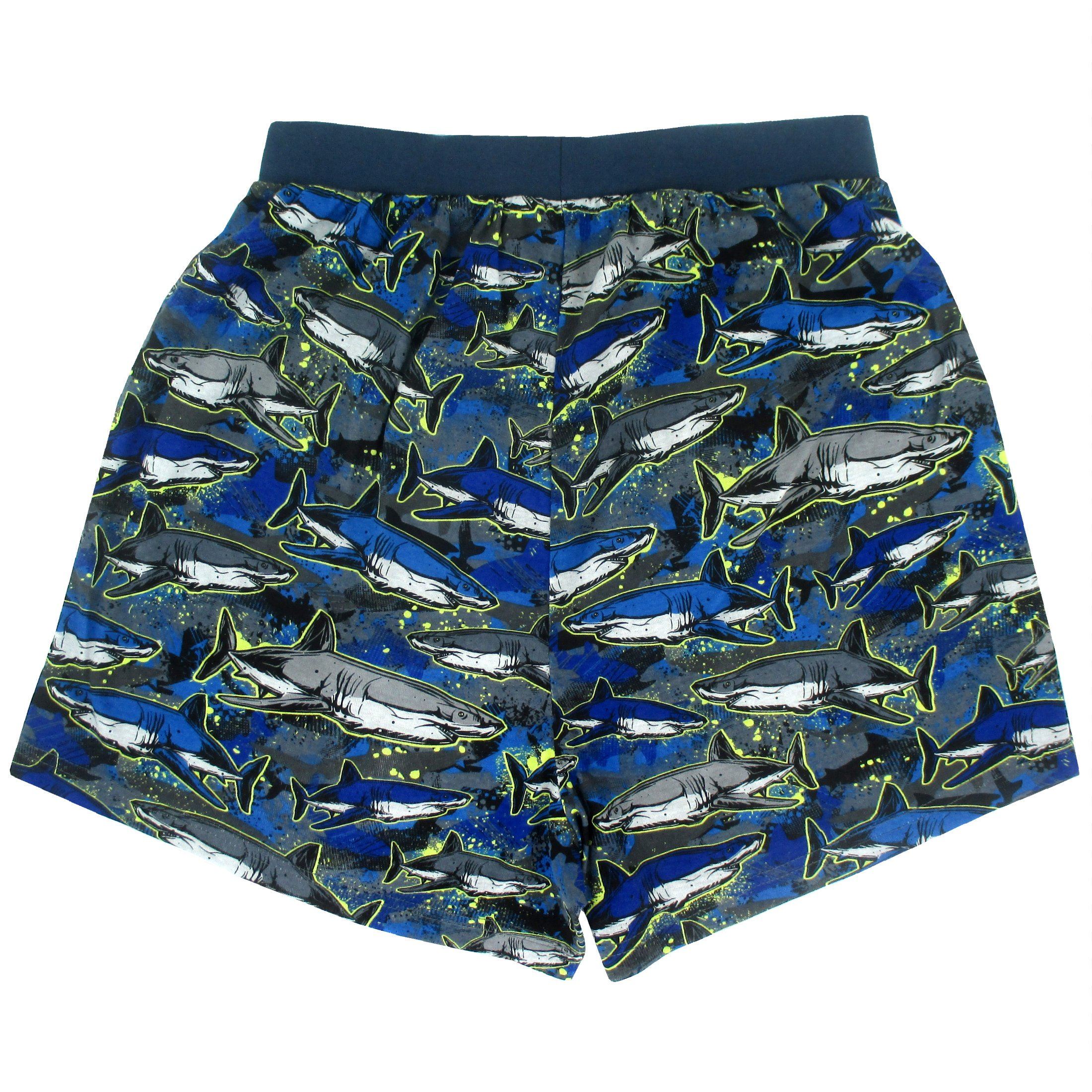 Men's Great White Shark All Over Print Cotton Stretch Knit Boxer Shorts