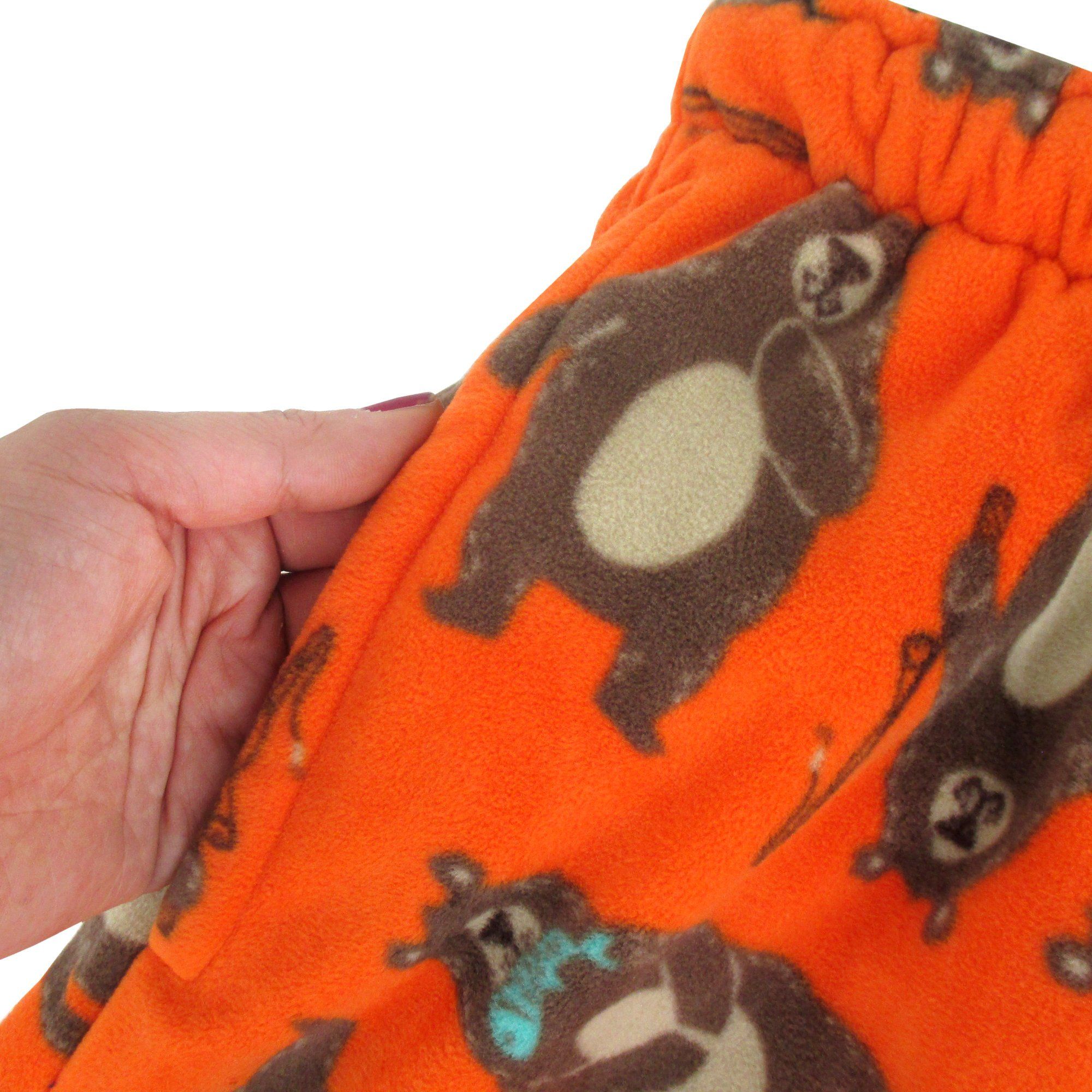 Men's Comfy Soft Warm Fleece Sleep Pants with Pockets in Bear Fishing Pattern