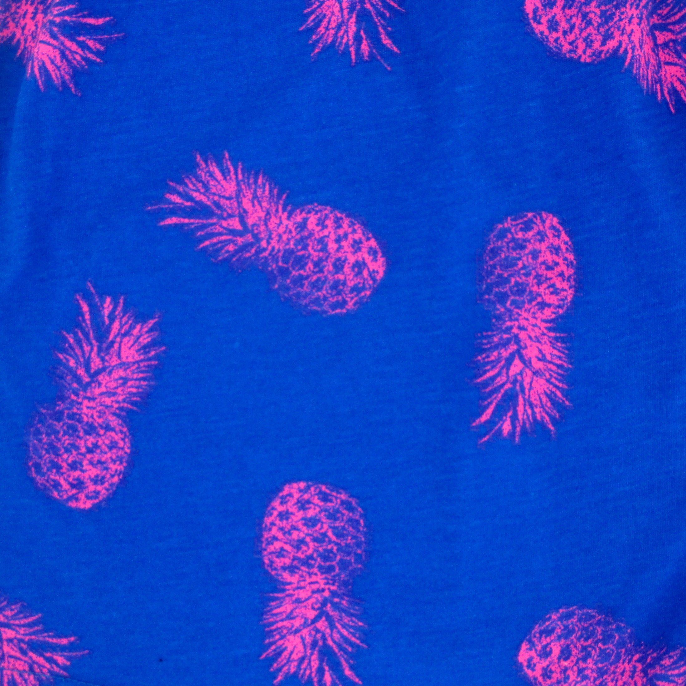 Pink Pineapples on Bright Blue Boxer Shorts for Men in T-Shirt Soft Knit Fabric