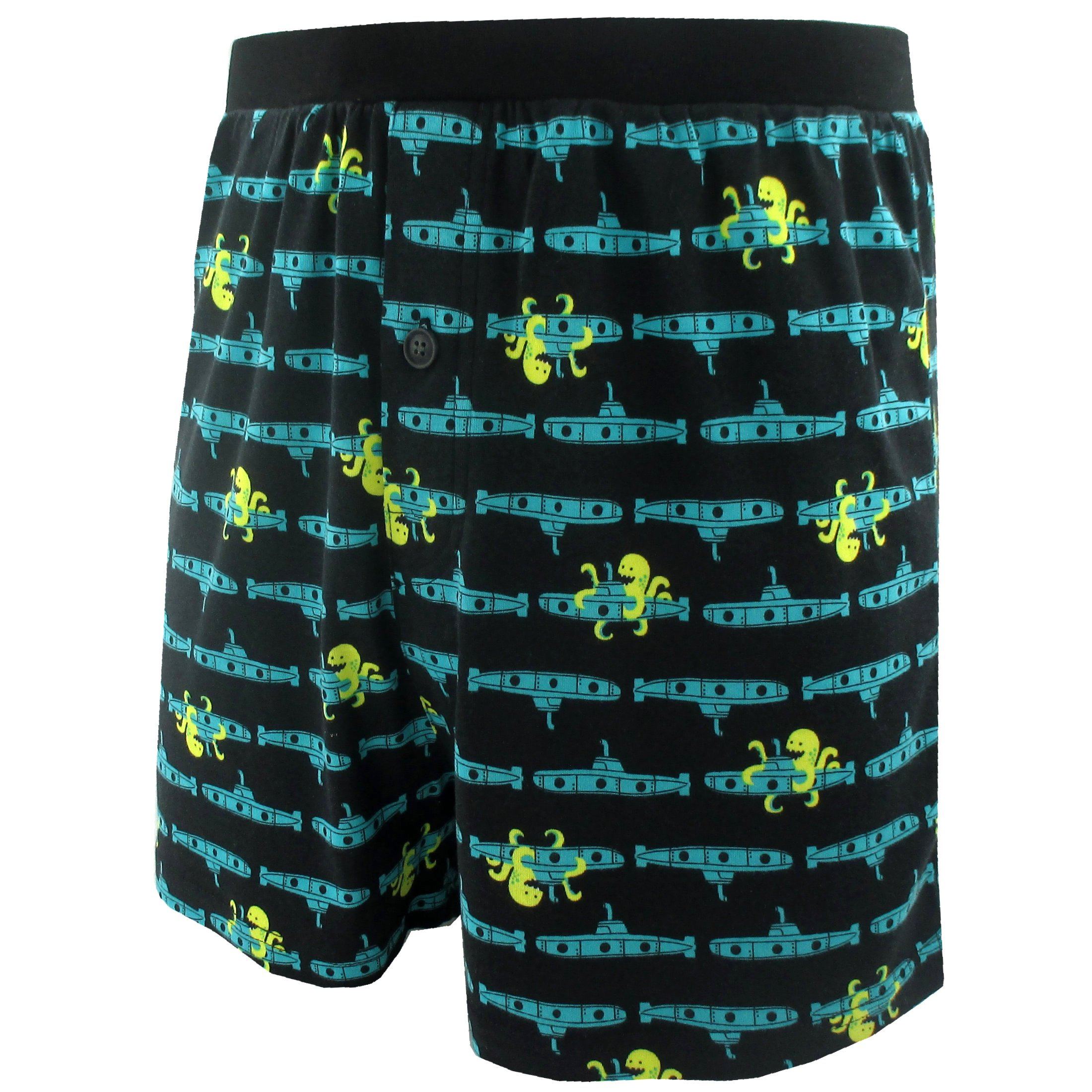 Men's Kraken Octopus Sea Monsters and Submarine Patterned Boxer Shorts