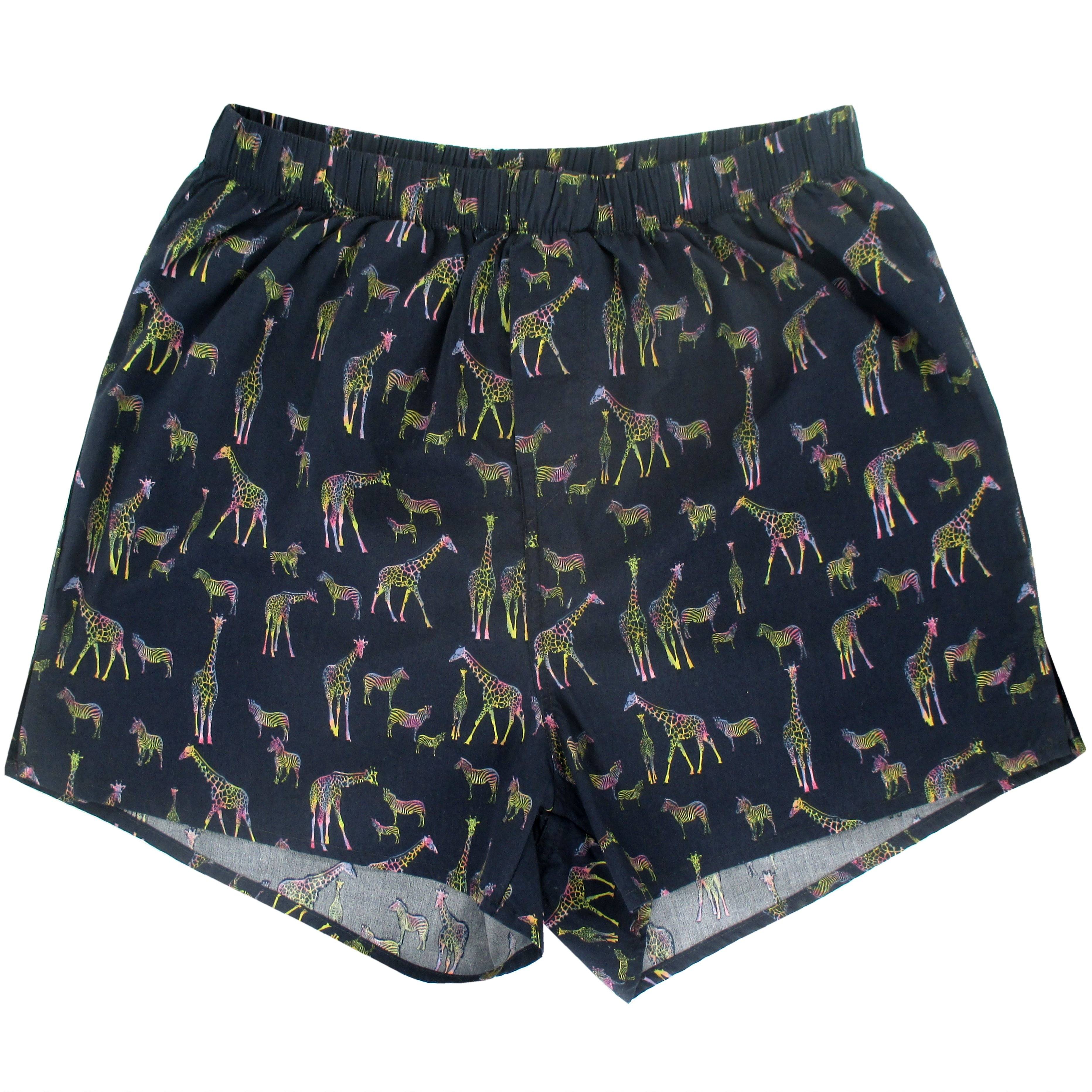 Men's Zebra Safari Print Boxer Shorts. Giraffe Patterned Boxers For Men