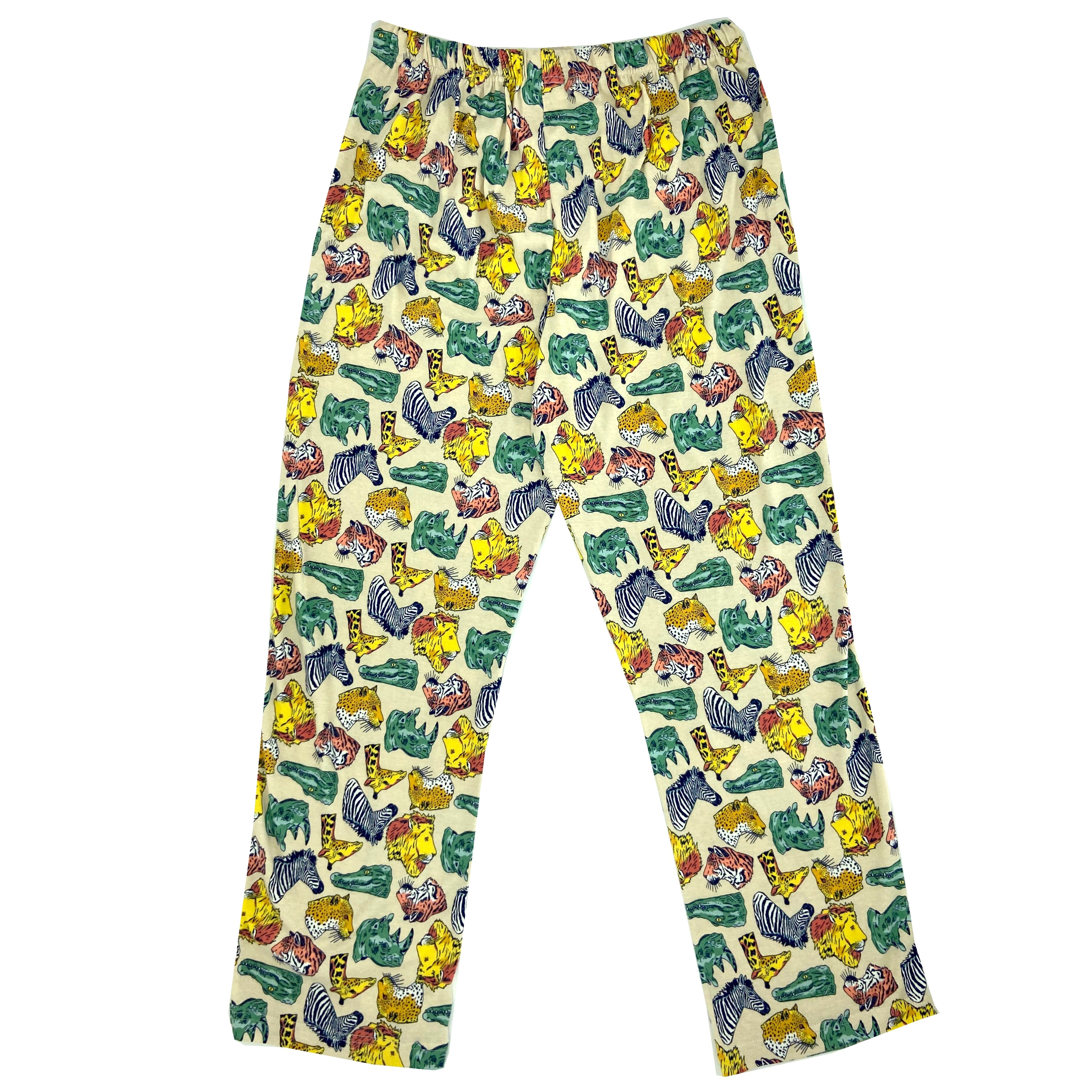 Men's Comfy Safari Animal Print Lion Zebra Rhino Pajama Pant Bottoms