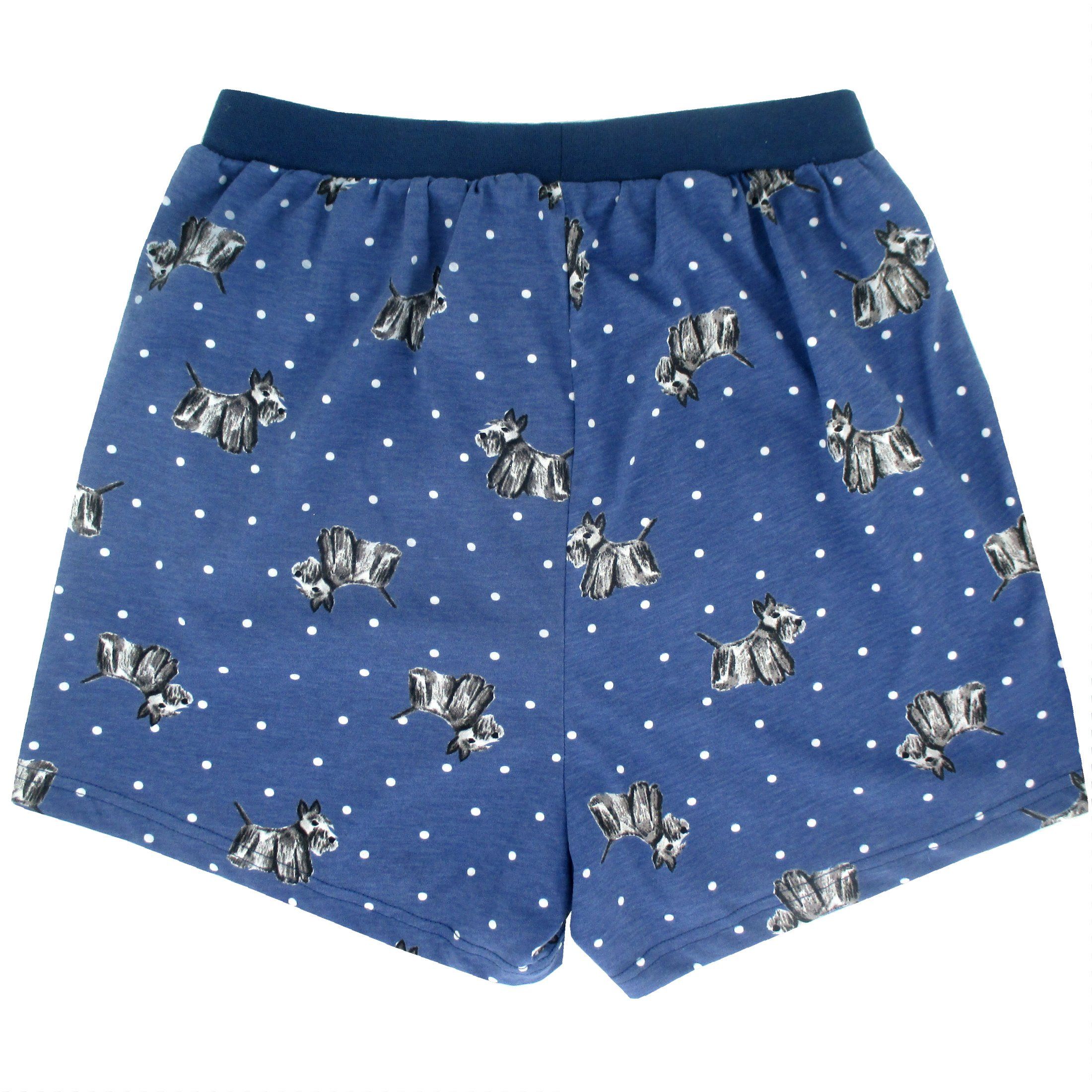 Men's Blue Scottie Dog Lover Print Stretch Cotton Knit Boxer Shorts
