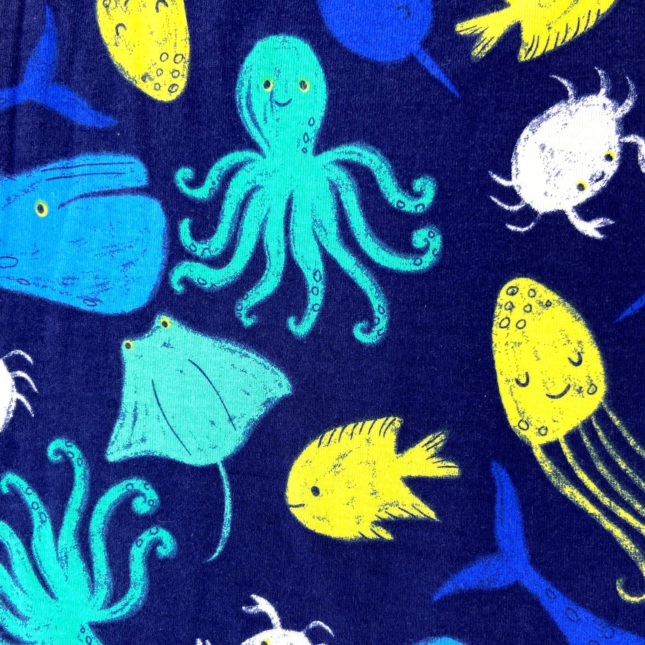 Men's Narwhal Octopus Crab Patterned Jersey Knit Long Pyjama Pants