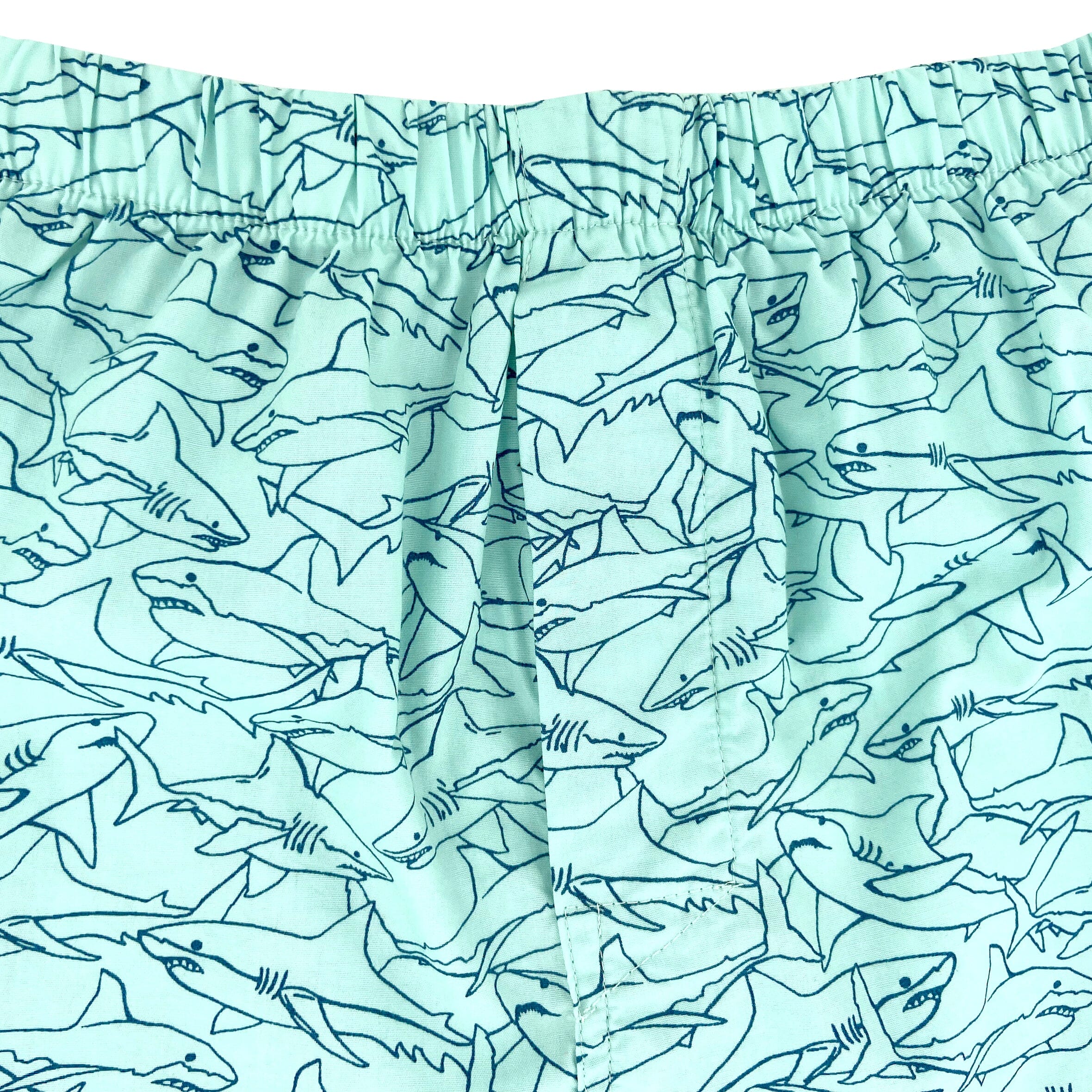 Great White Shark Collage Print Boxer Shorts for Men in Light Blue