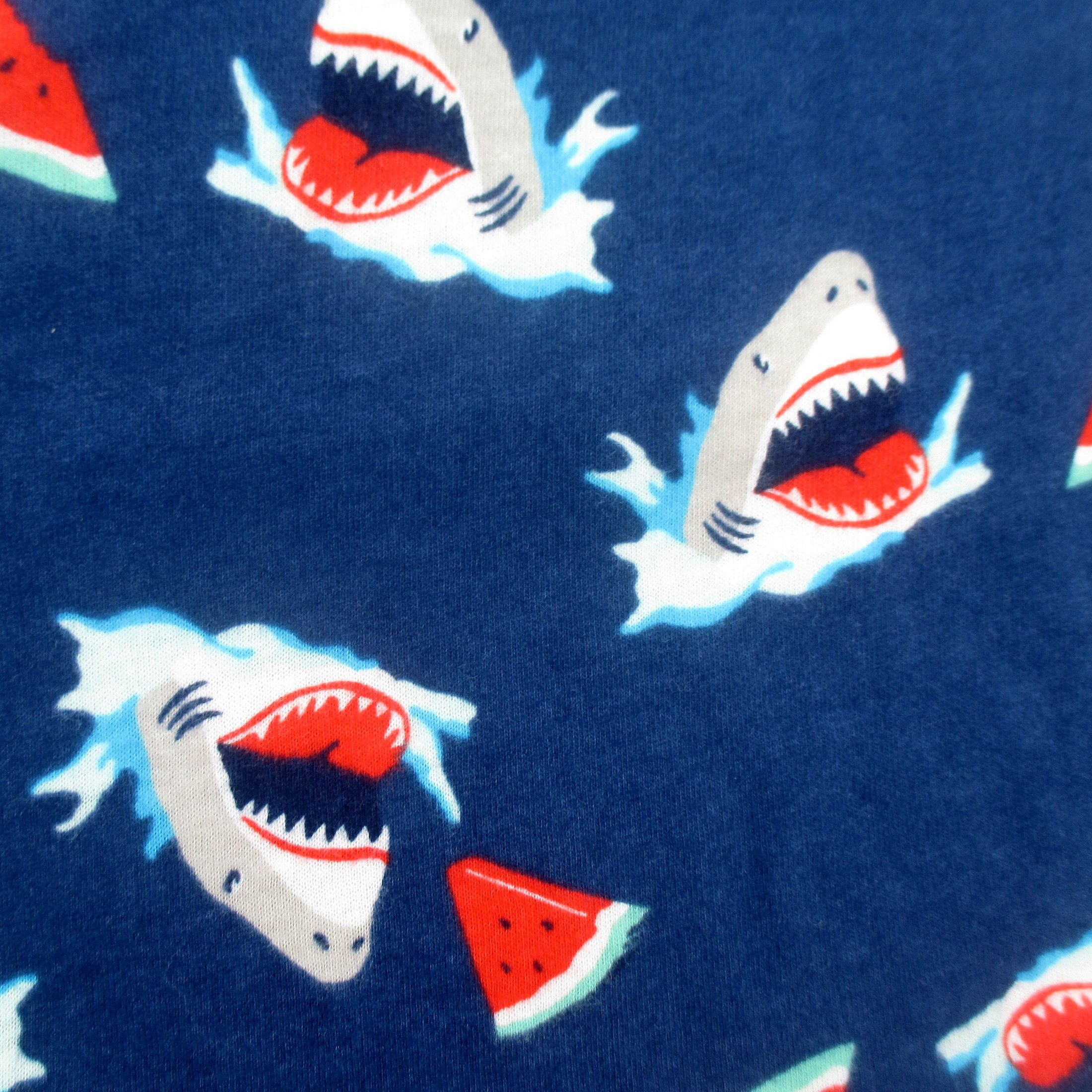 Rock Atoll Mens Great White Shark Eating Watermelon Print Boxer Shorts Knit T-Shirt Fabric