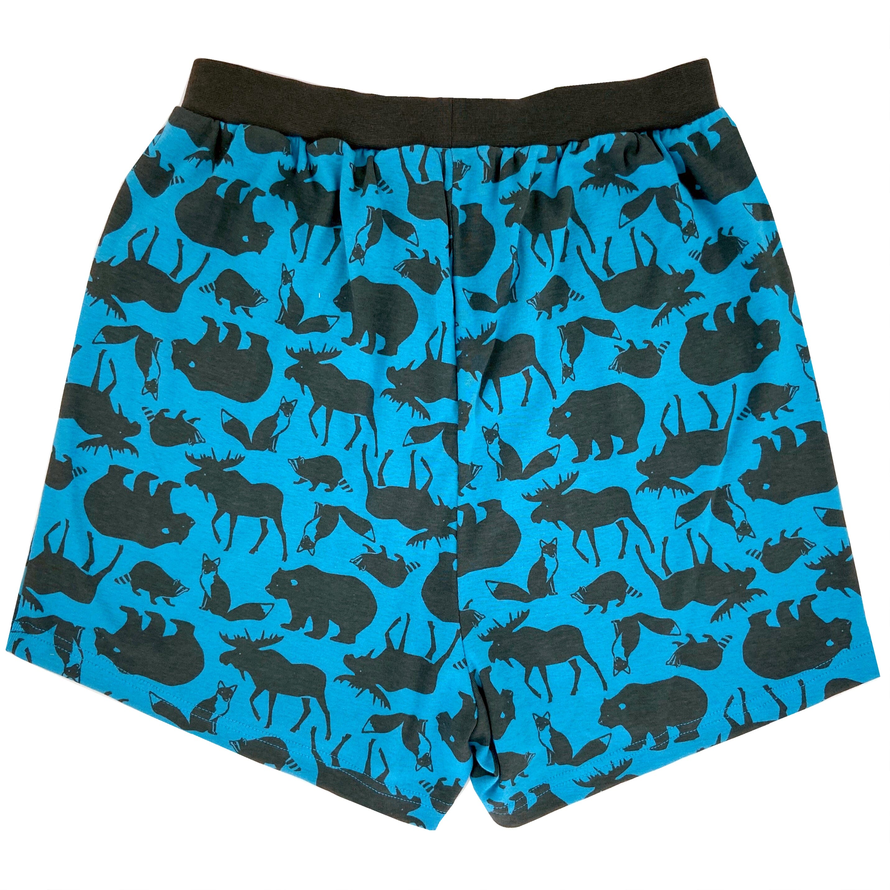 Soft T-Shirt Fabric Cotton Knit Boxer Pajama Shorts for Men with Woodland Creature Animal Print