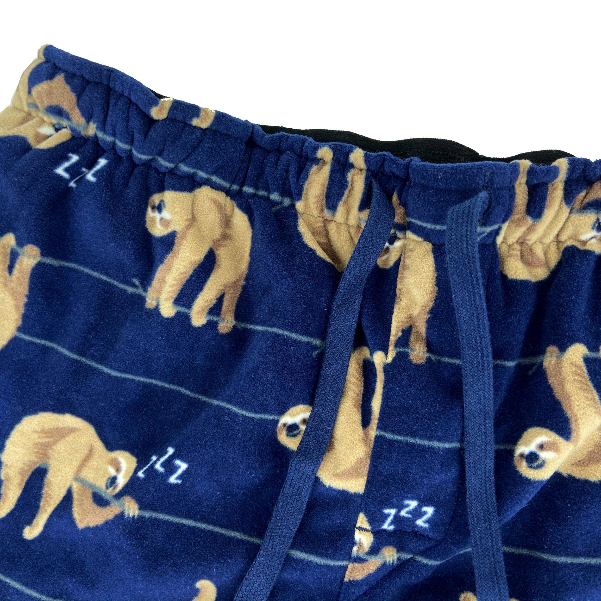 Men's Winter Essential Drawstring Fleece Pyjama Pants Bottoms with Sloth All-Over-Print