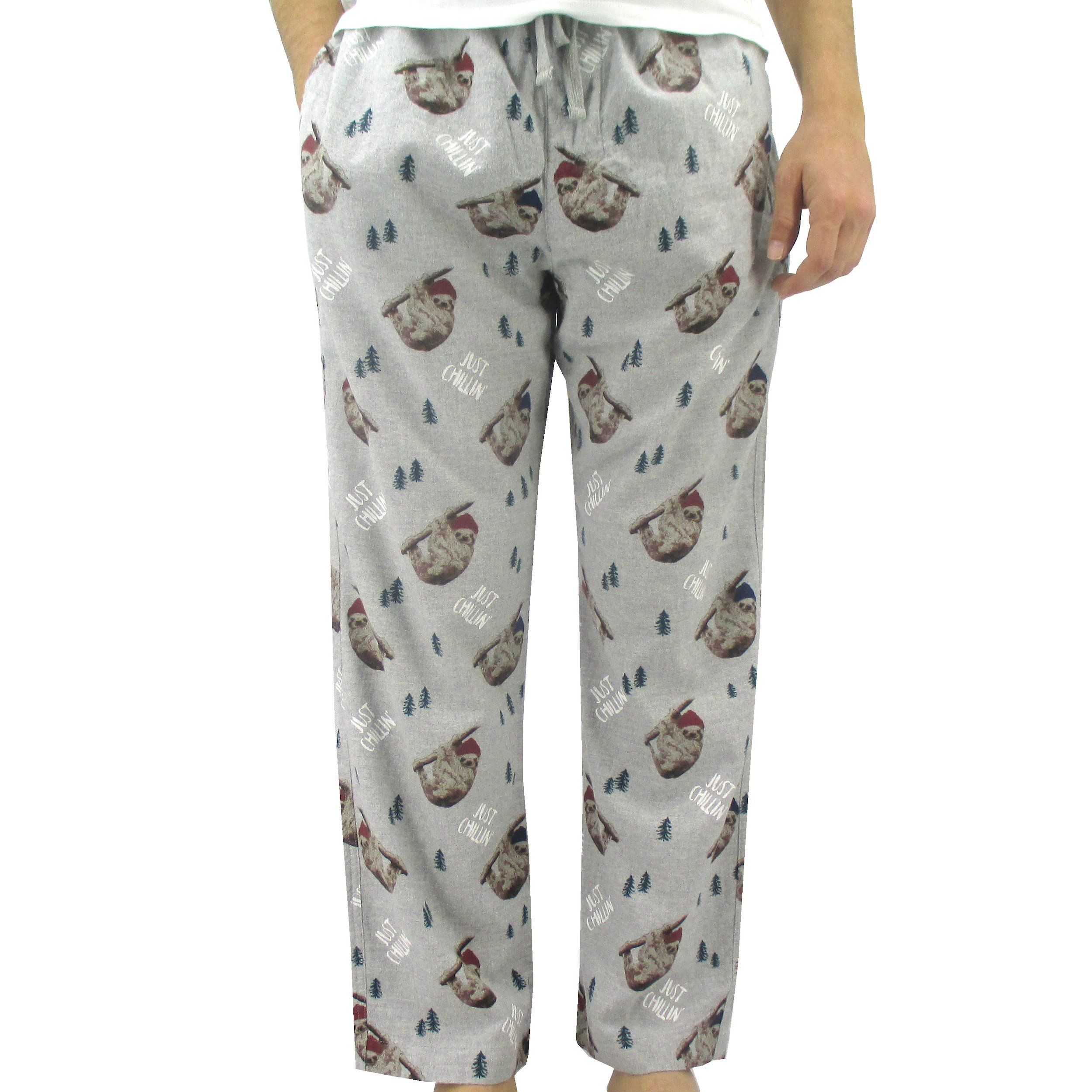 Super Soft Sloth Print Just Chillin Pattern Flannel Pajama Bottoms