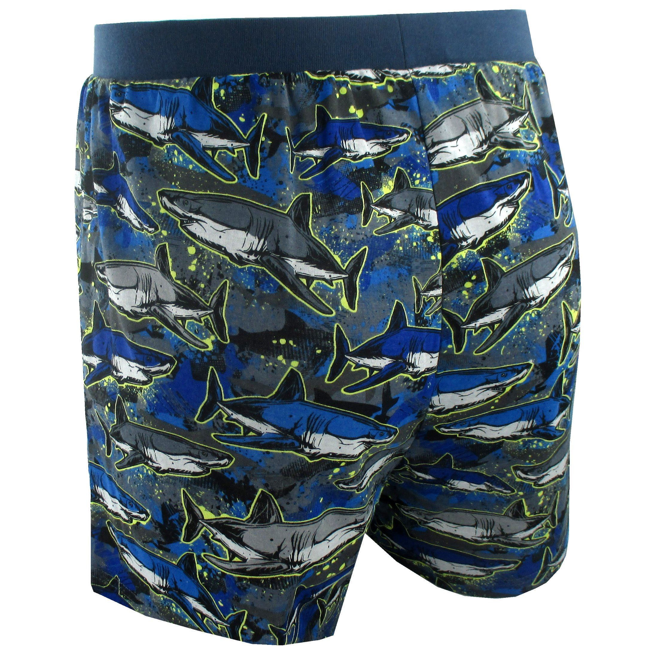 Men's Great White Shark All Over Print Cotton Stretch Knit Boxer Shorts