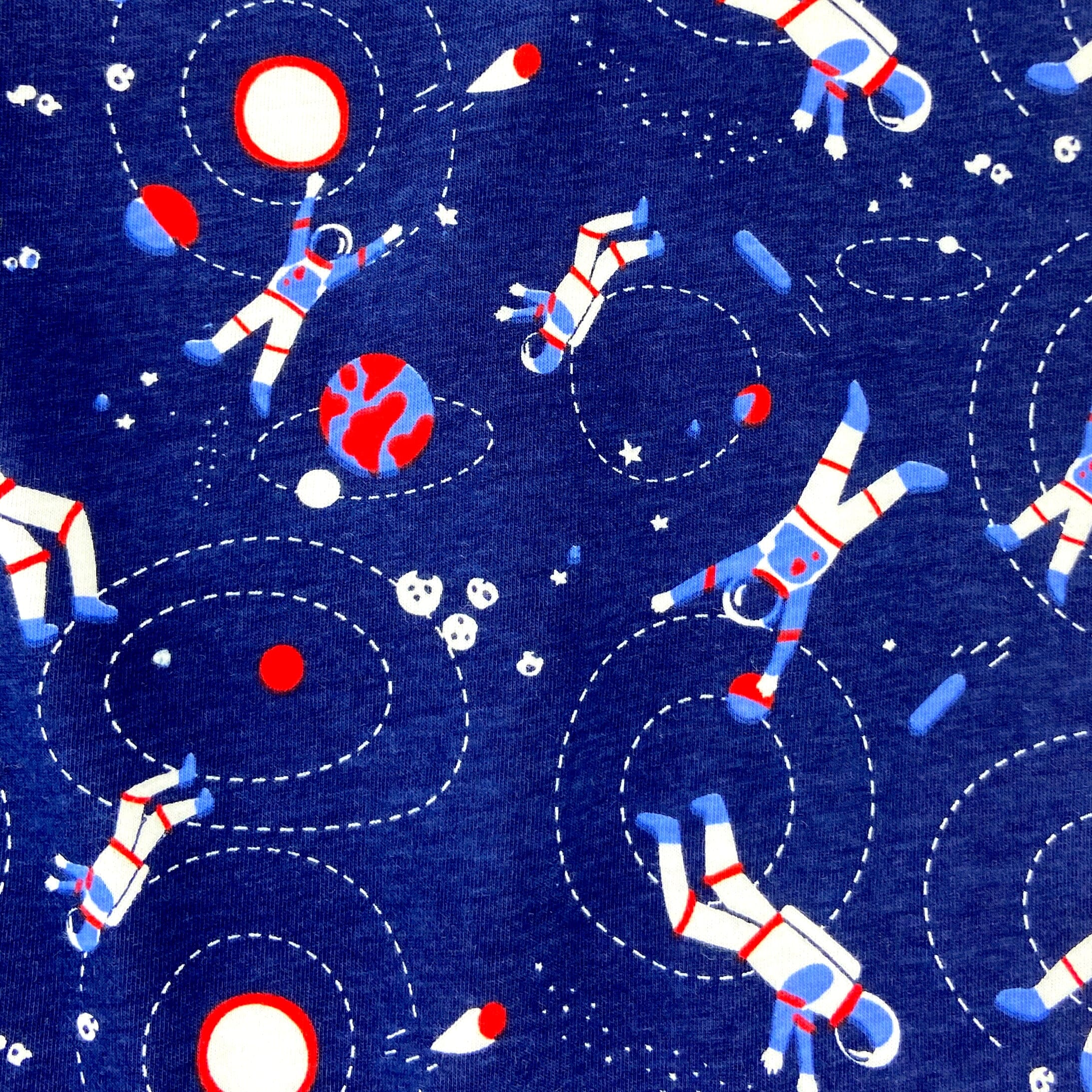 Men's Outer Space Inspired Saturn Print Jersey Knit Long Pyjama Pants