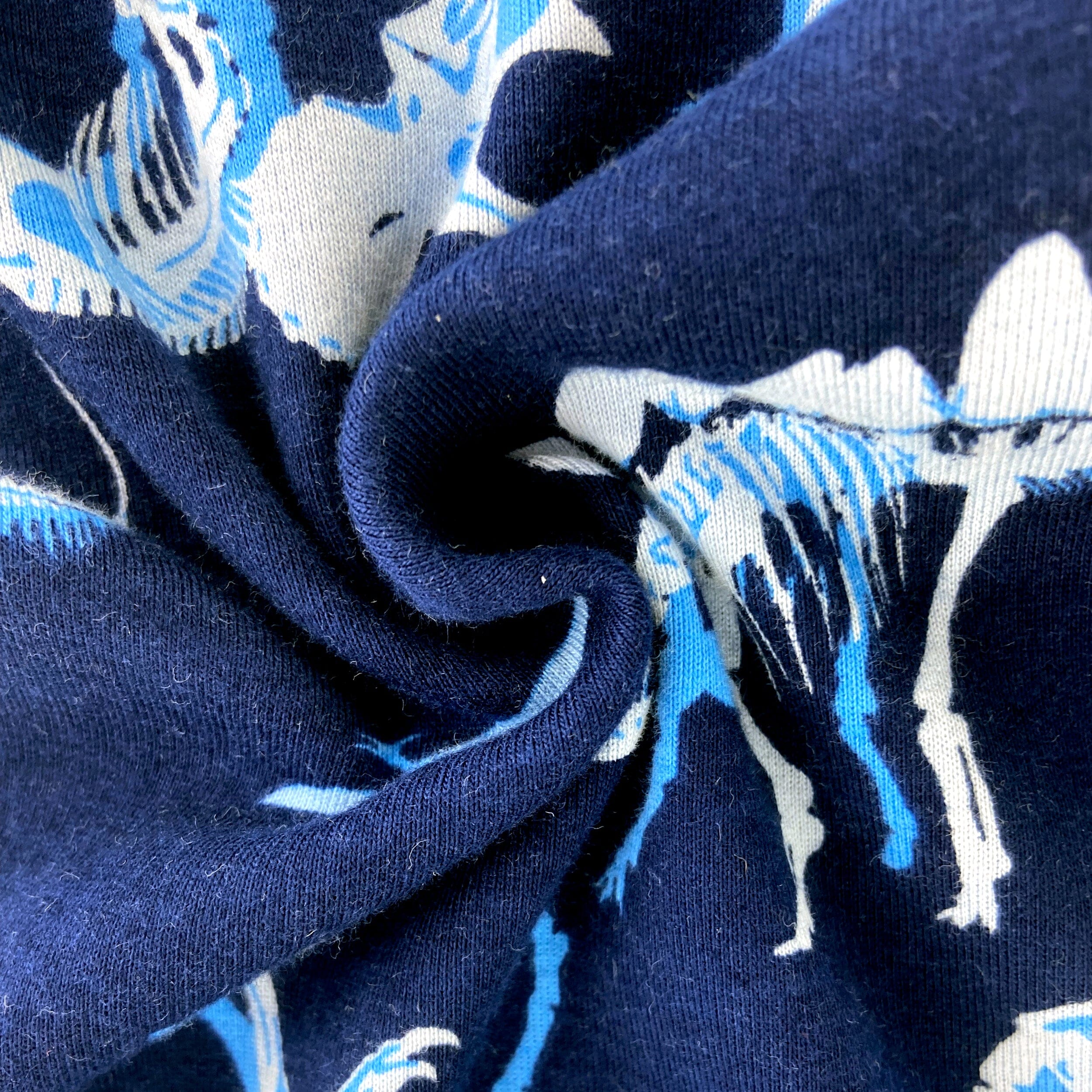 Men's Navy Blue Dinosaur Fossil Bones Patterned Knit Long Pajama Pants