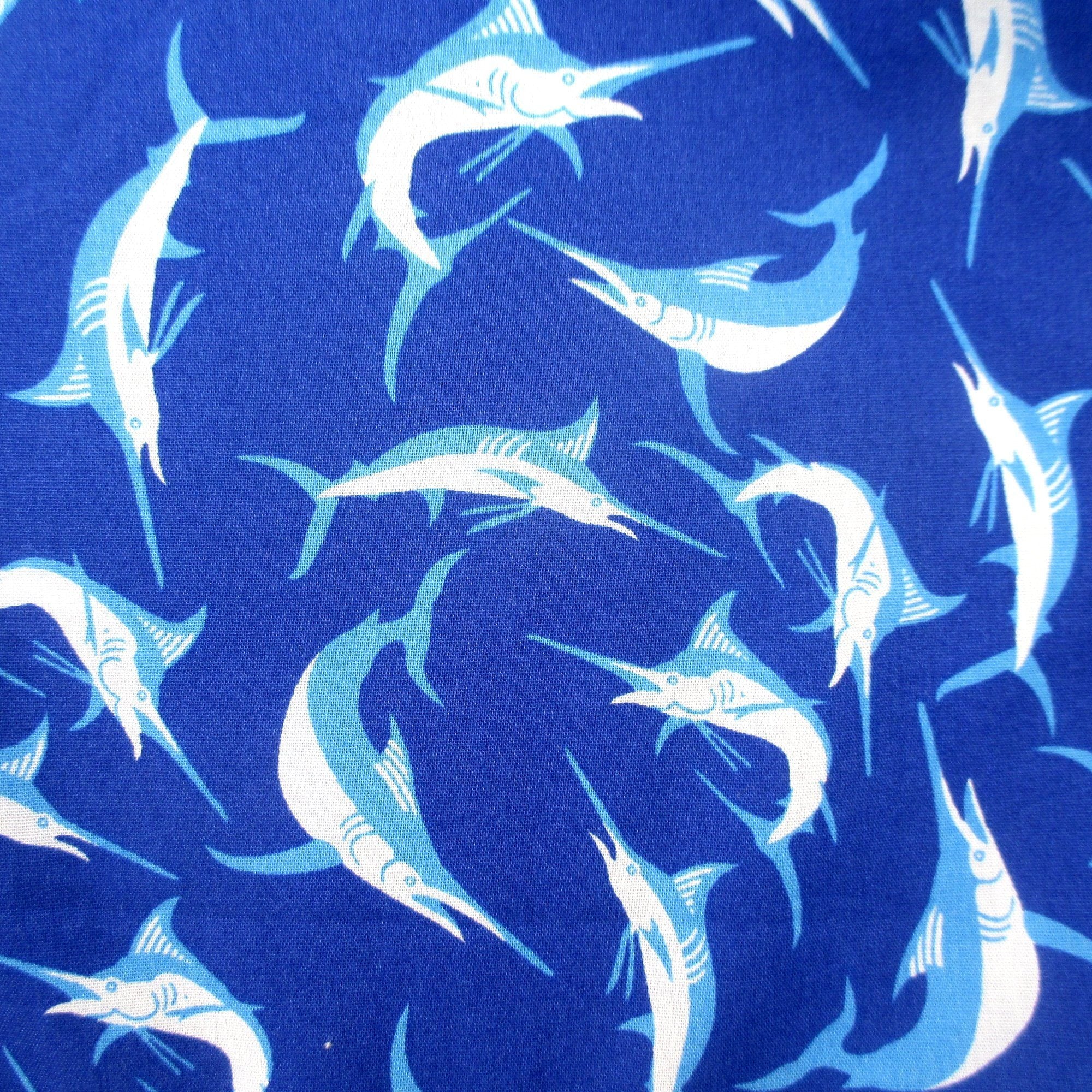 Marlin Swordfish Print Bright Blue Cotton Boxer Shorts Gifts for Fishermen Manly Men