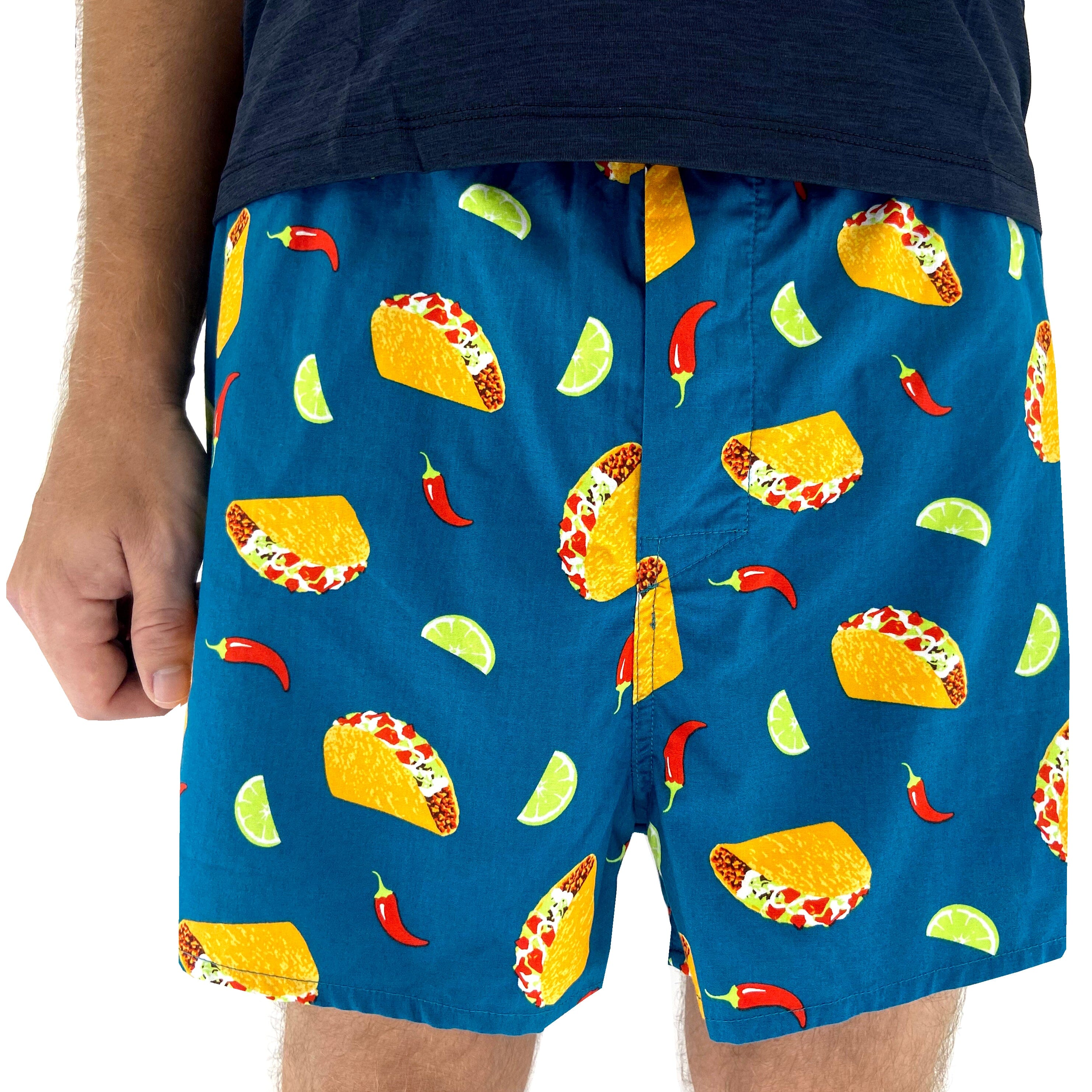 Buy Men's Food Inspired Taco Lime and Chili Print Cotton Boxer Shorts
