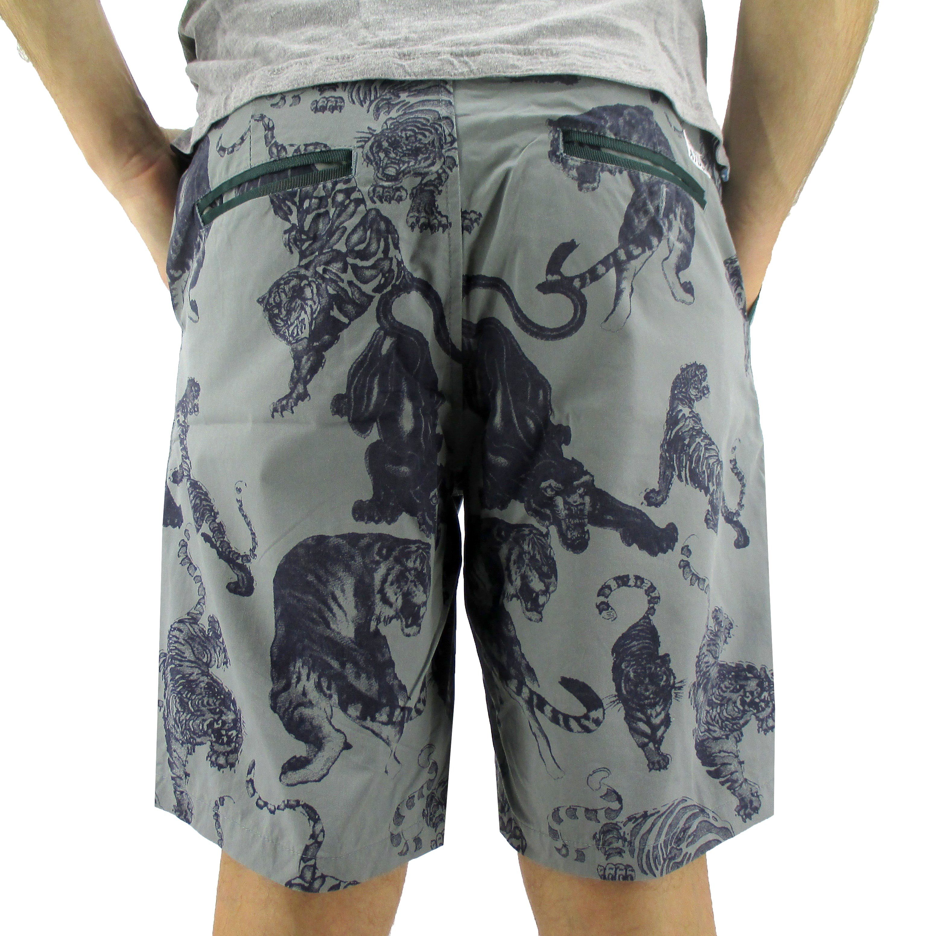 Rock Atoll Men's Flat Front Chino Shorts with Black Panther Tiger All Over Print in Mint