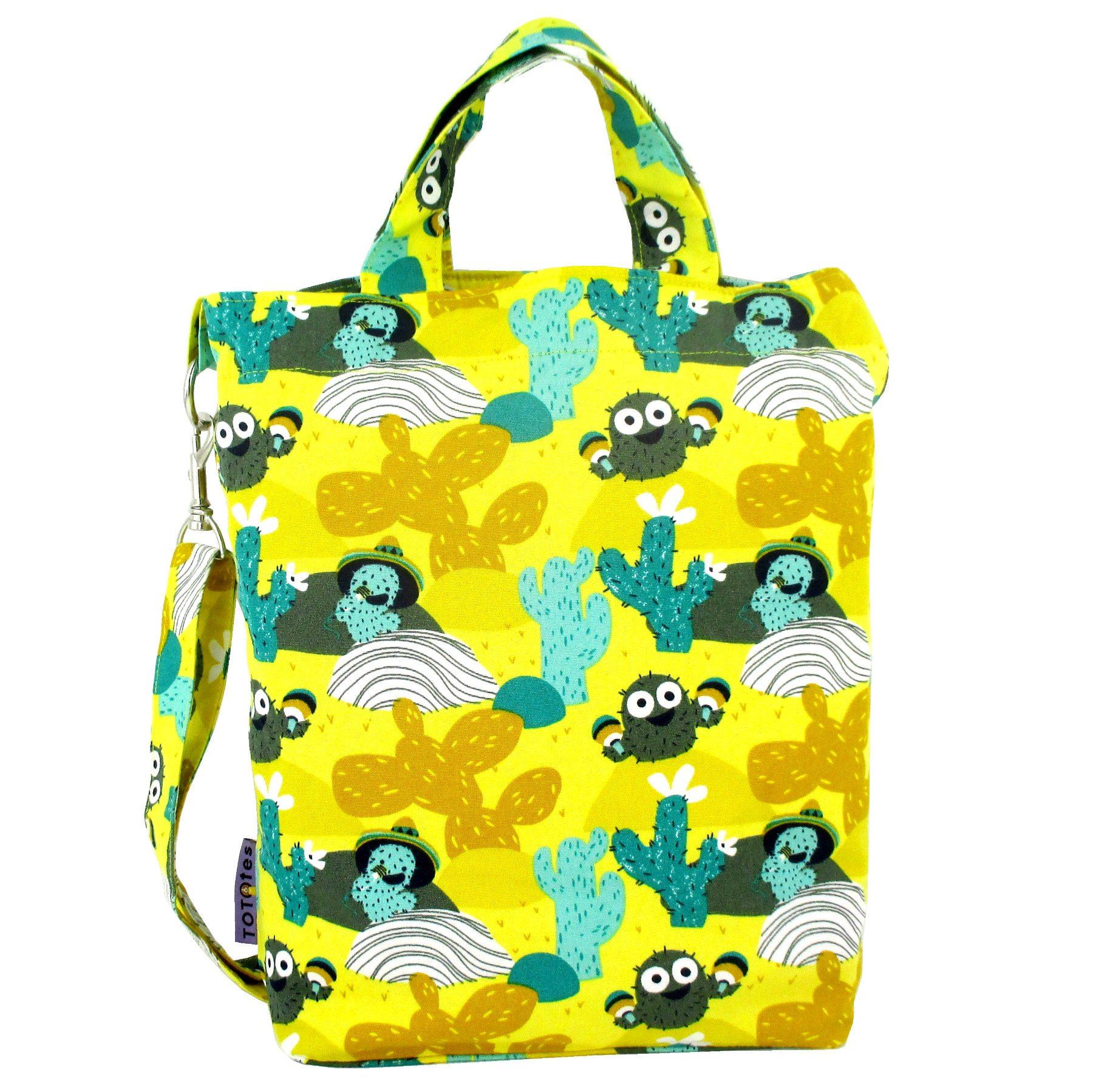 Bright Yellow Desert Themed Cactus Sombrero Print Duck Tote Bag