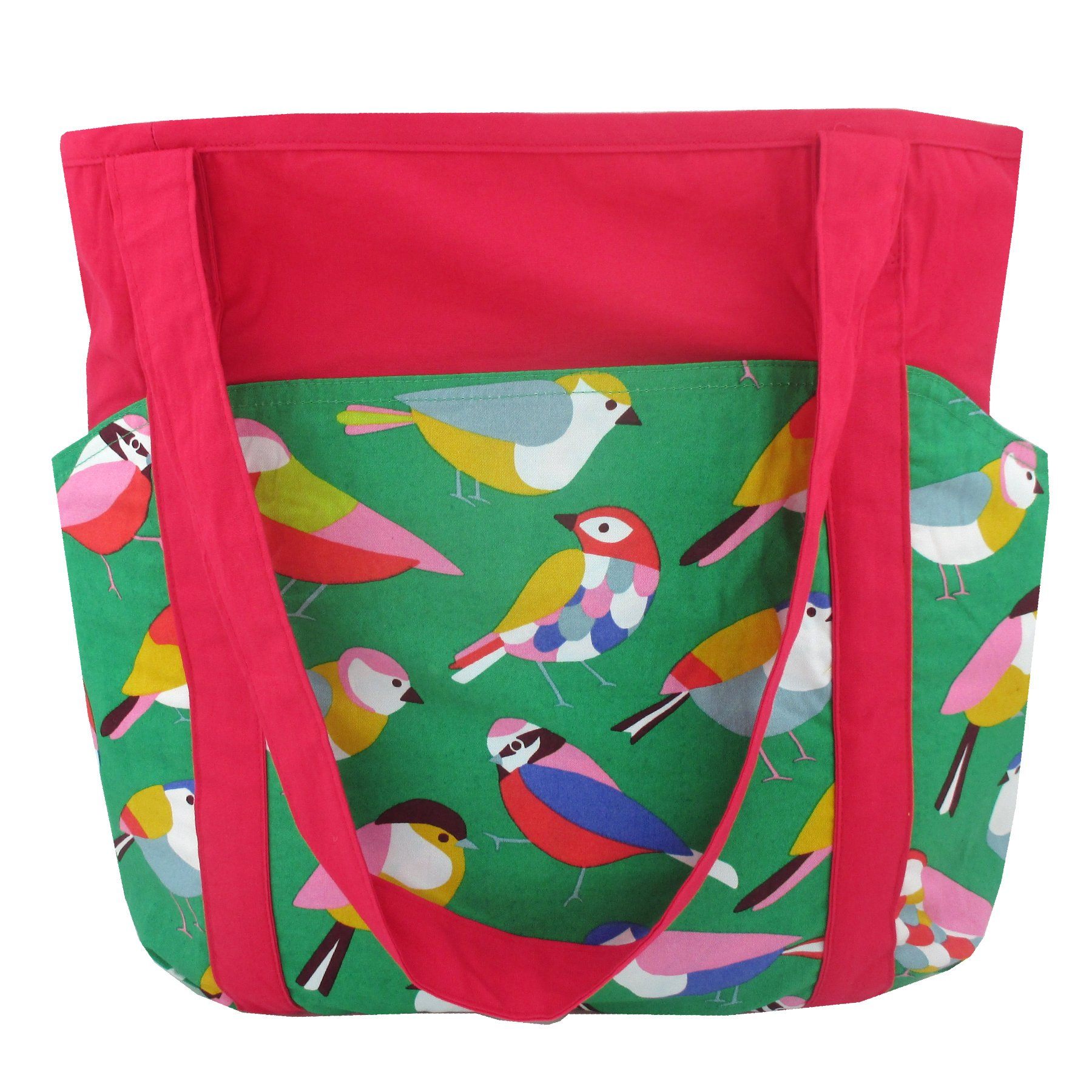 Colorblock Bird Print Weekend Large Utility All Purpose Tote Bag